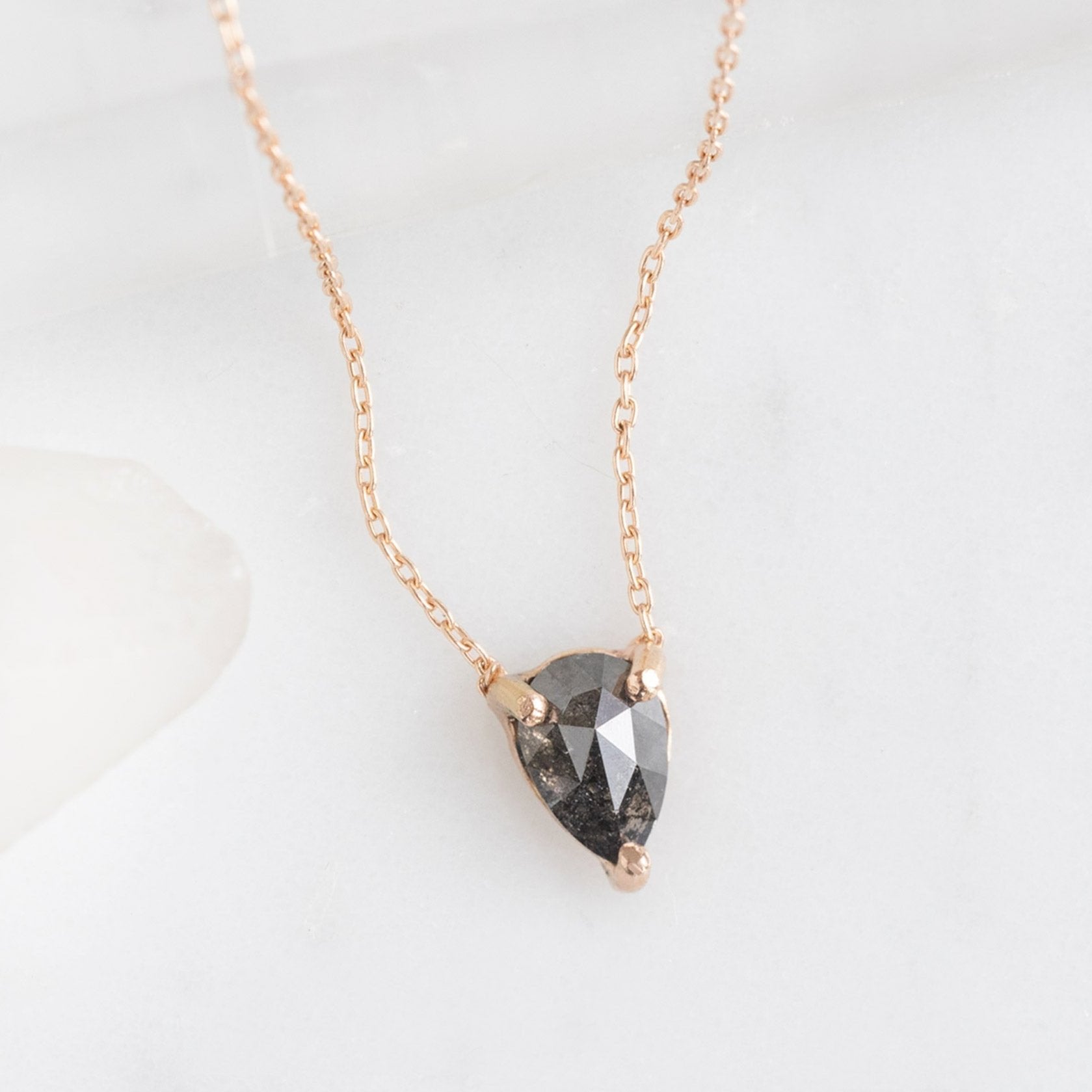 Alexis Russell Necklaces The Galaxy Salt and Pepper Diamond Drop Necklace | Yellow, Rose or White Gold