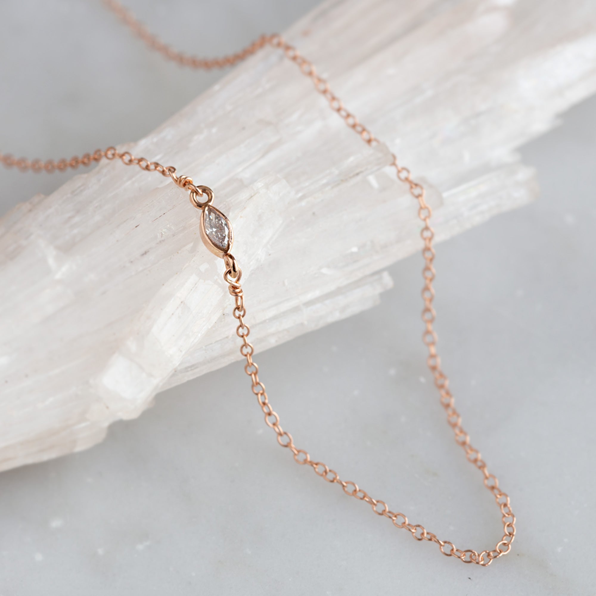 Alexis Russell Necklaces The Asymmetrical White Diamond Eye Necklace | Yellow, Rose or White Gold