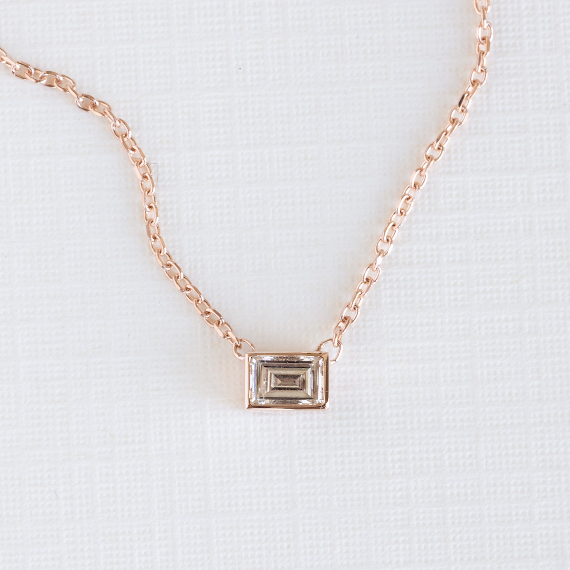 Alexis Russell Necklaces One of a Kind Geometric White Diamond Necklace | Rose Gold