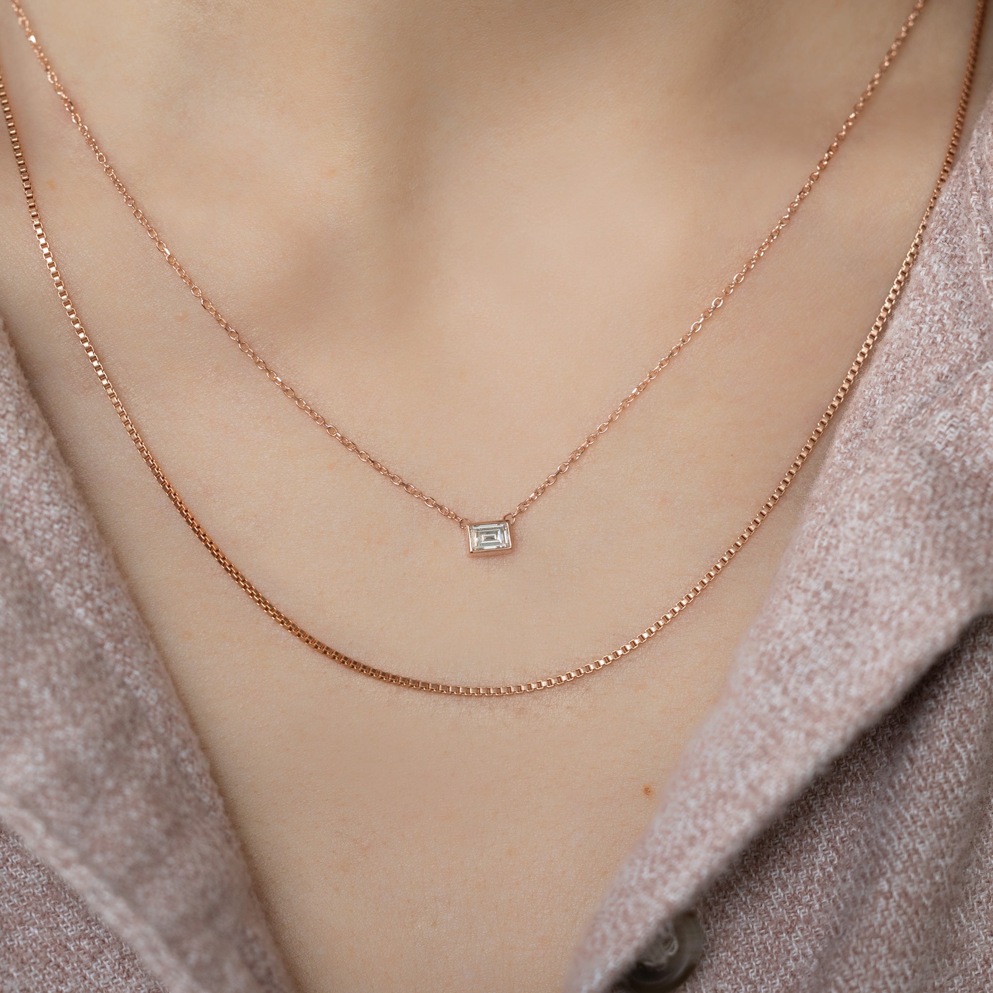Alexis Russell Necklaces One of a Kind Geometric White Diamond Necklace | Rose Gold