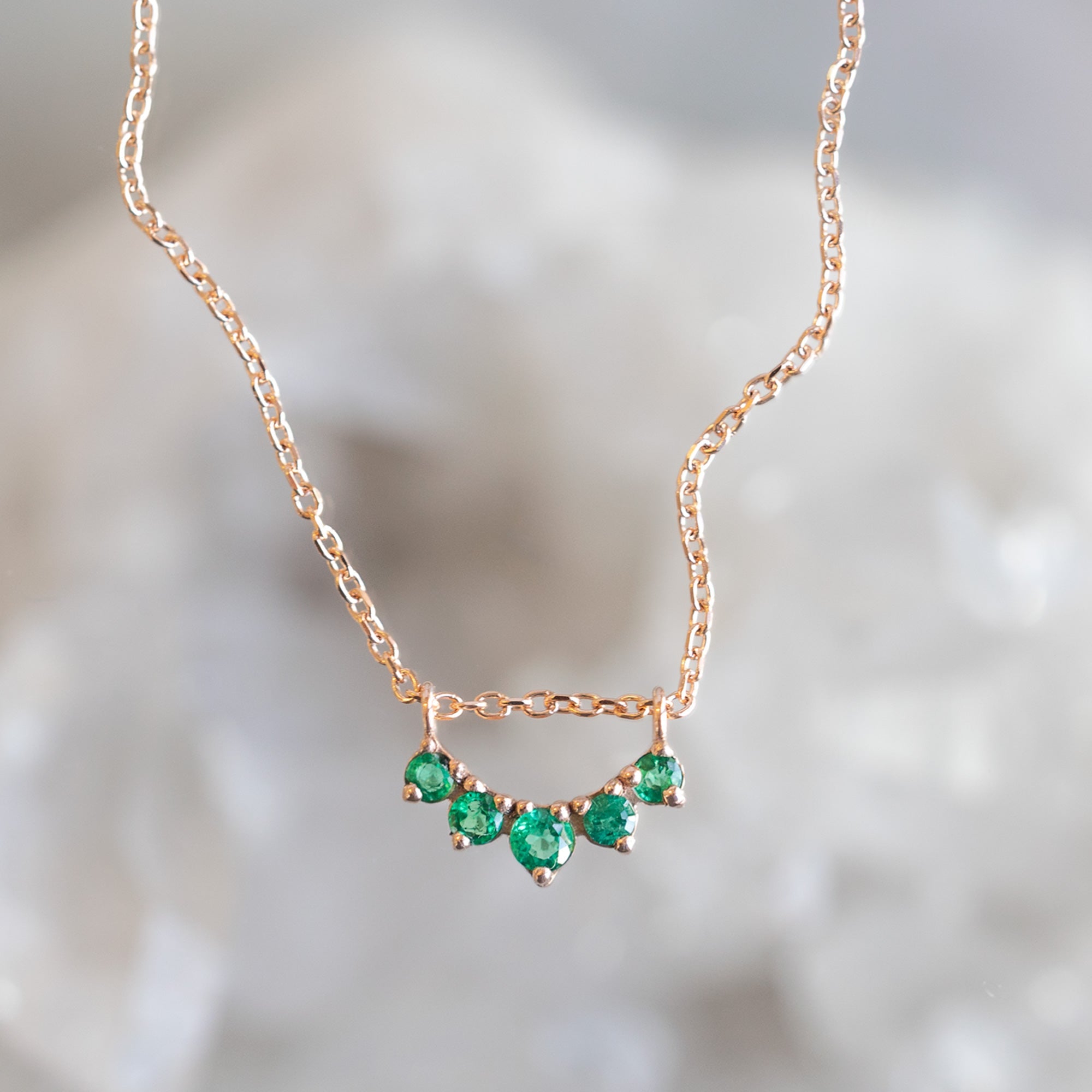 Alexis Russell Necklaces Emerald Gemstone Sunburst Necklace | Yellow, Rose or White Gold