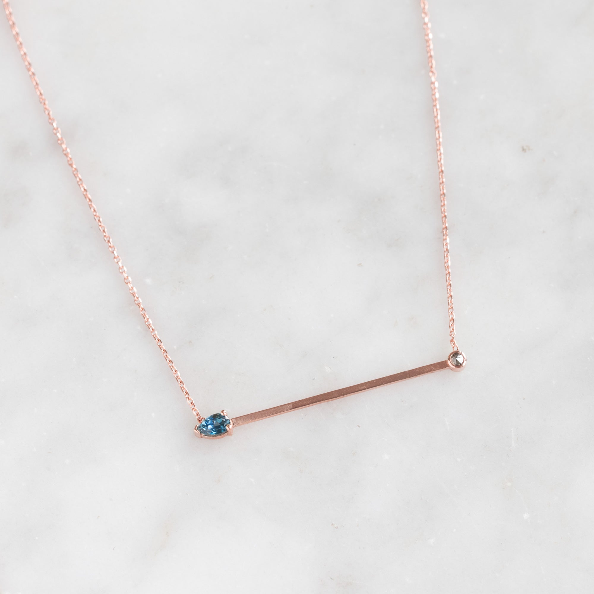 Alexis Russell Necklaces The Montana Sapphire Horizon Necklace | Rose Gold