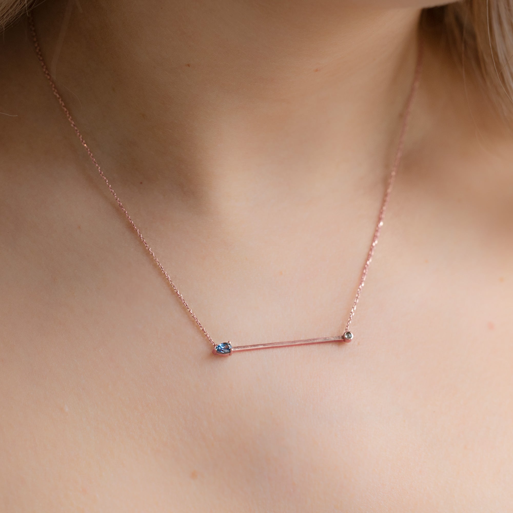 Alexis Russell Necklaces The Montana Sapphire Horizon Necklace | Rose Gold