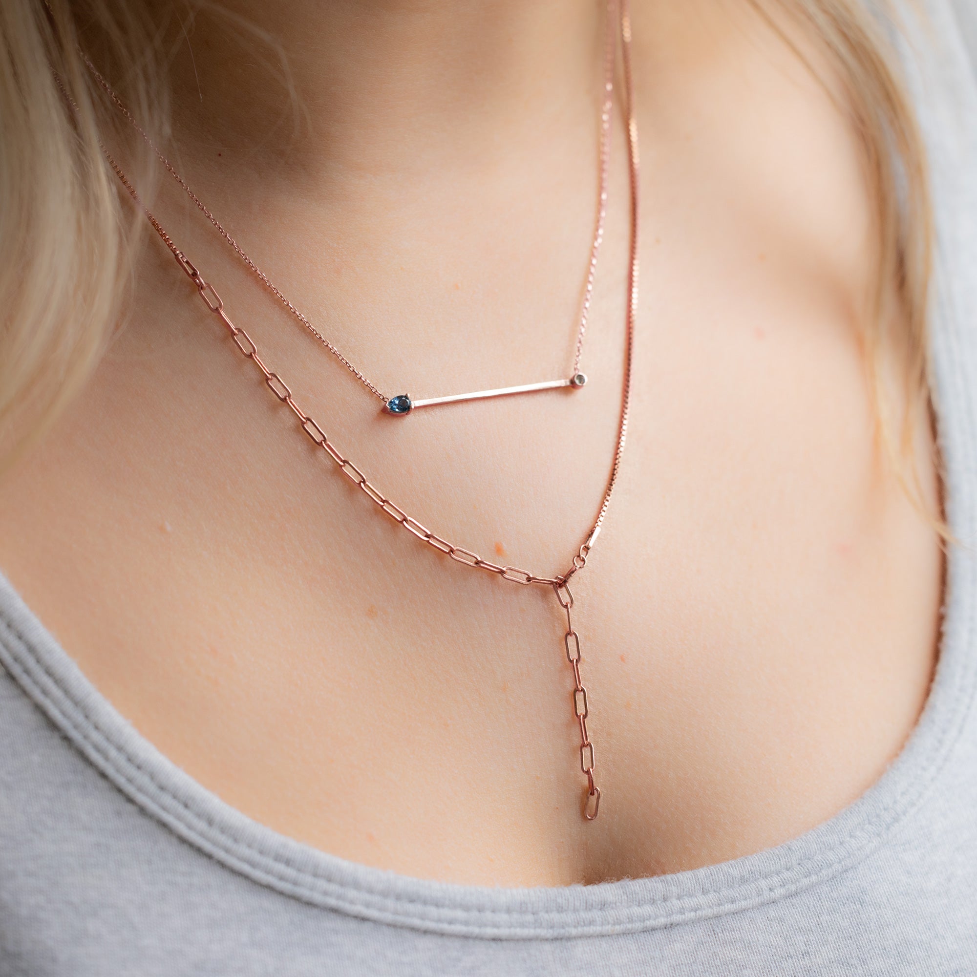 Alexis Russell Necklaces The Montana Sapphire Horizon Necklace | Rose Gold