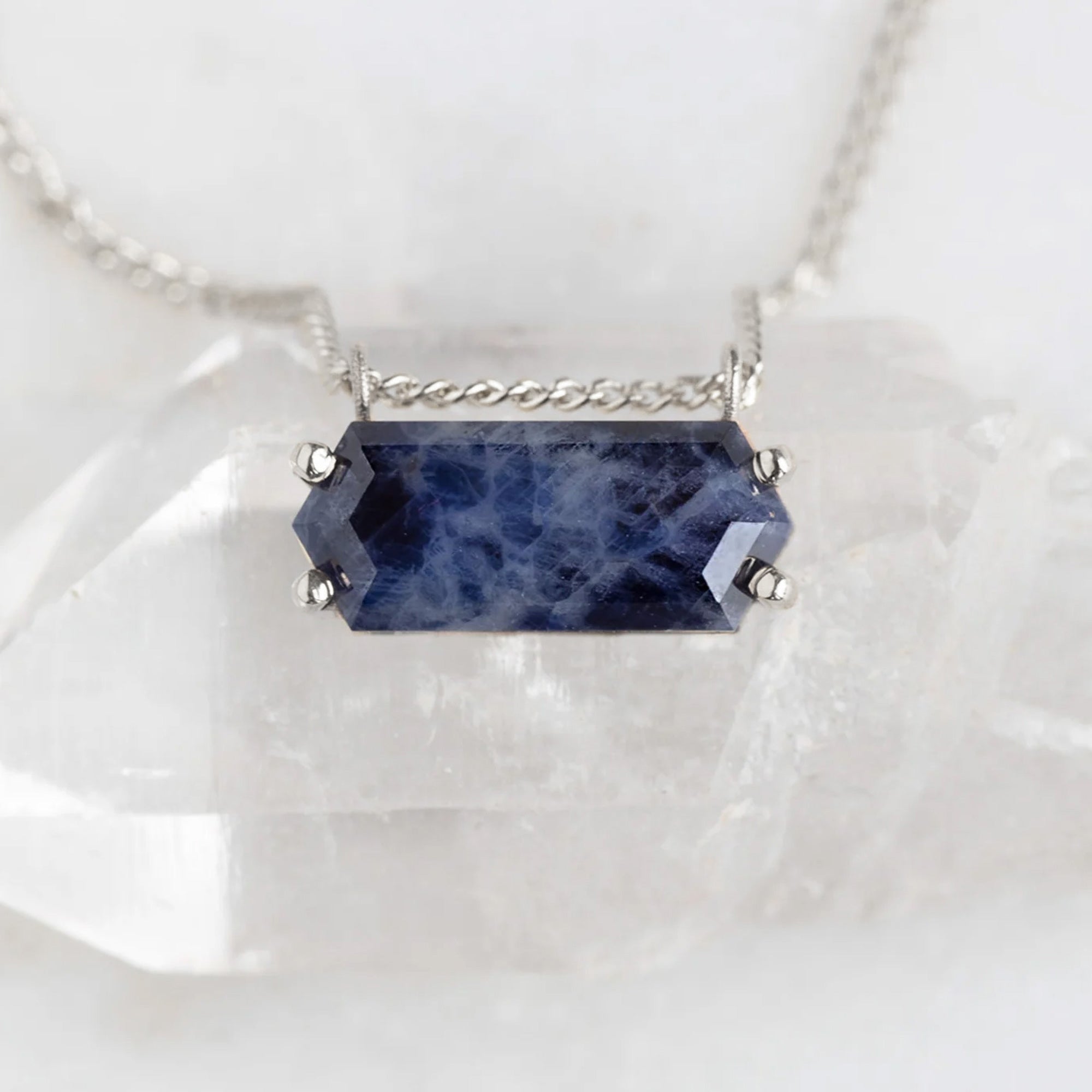 Alexis Russell Necklaces The Raw Sapphire Hexagon Necklace | Yellow, Rose, White or Sterling Silver