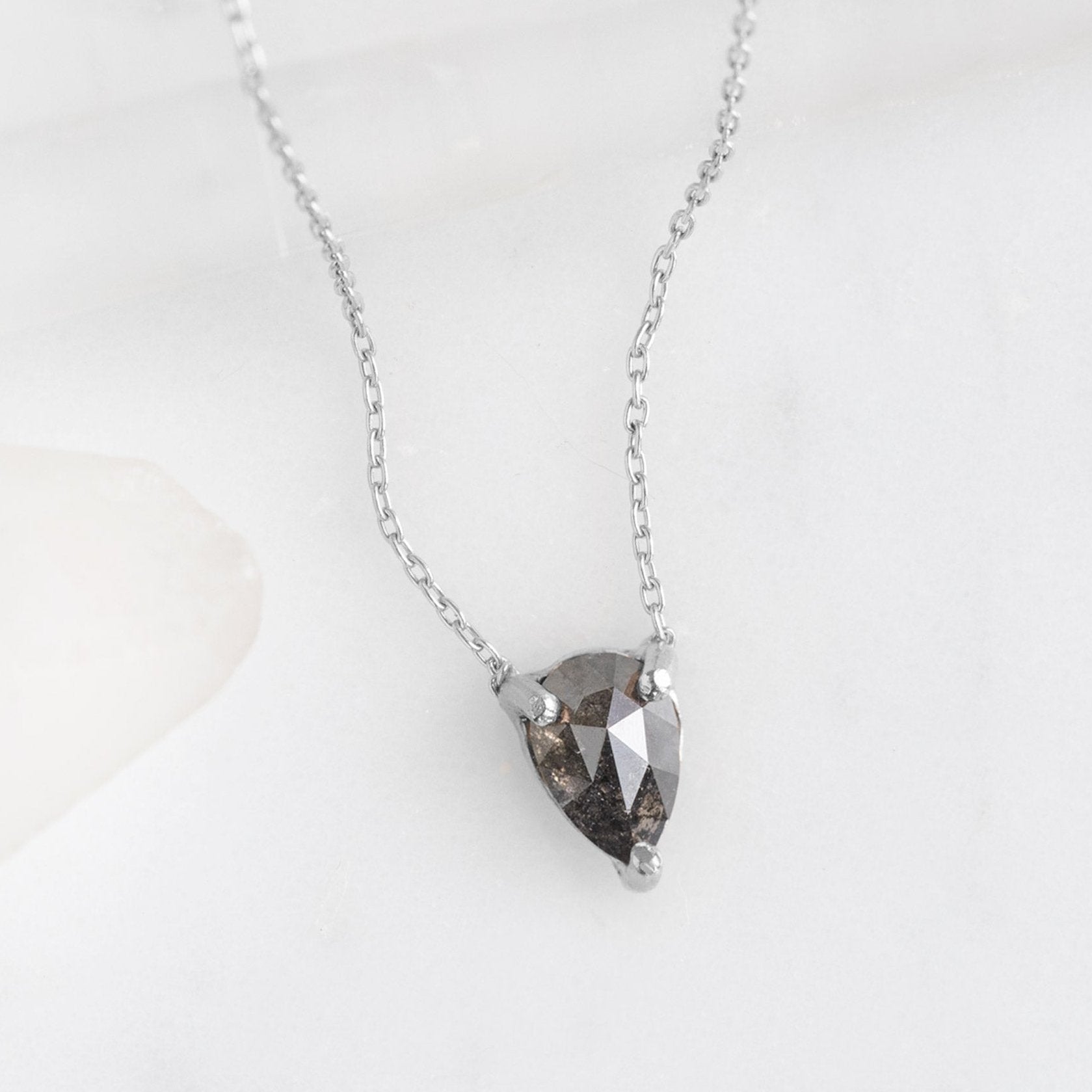 Alexis Russell Necklaces The Galaxy Salt and Pepper Diamond Drop Necklace | Yellow, Rose or White Gold