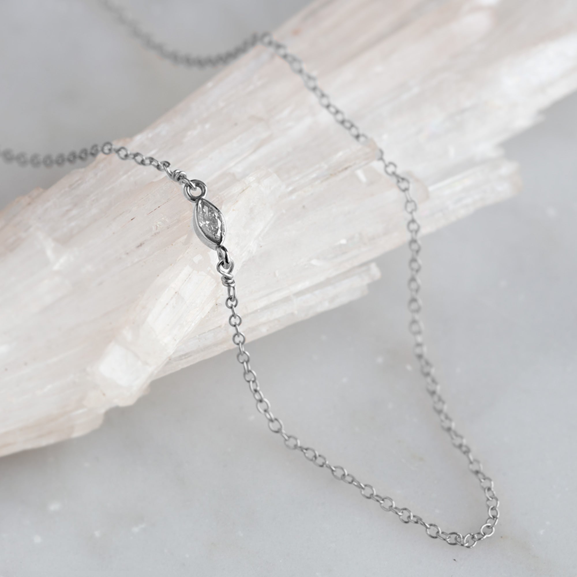 Alexis Russell Necklaces The Asymmetrical White Diamond Eye Necklace | White Gold