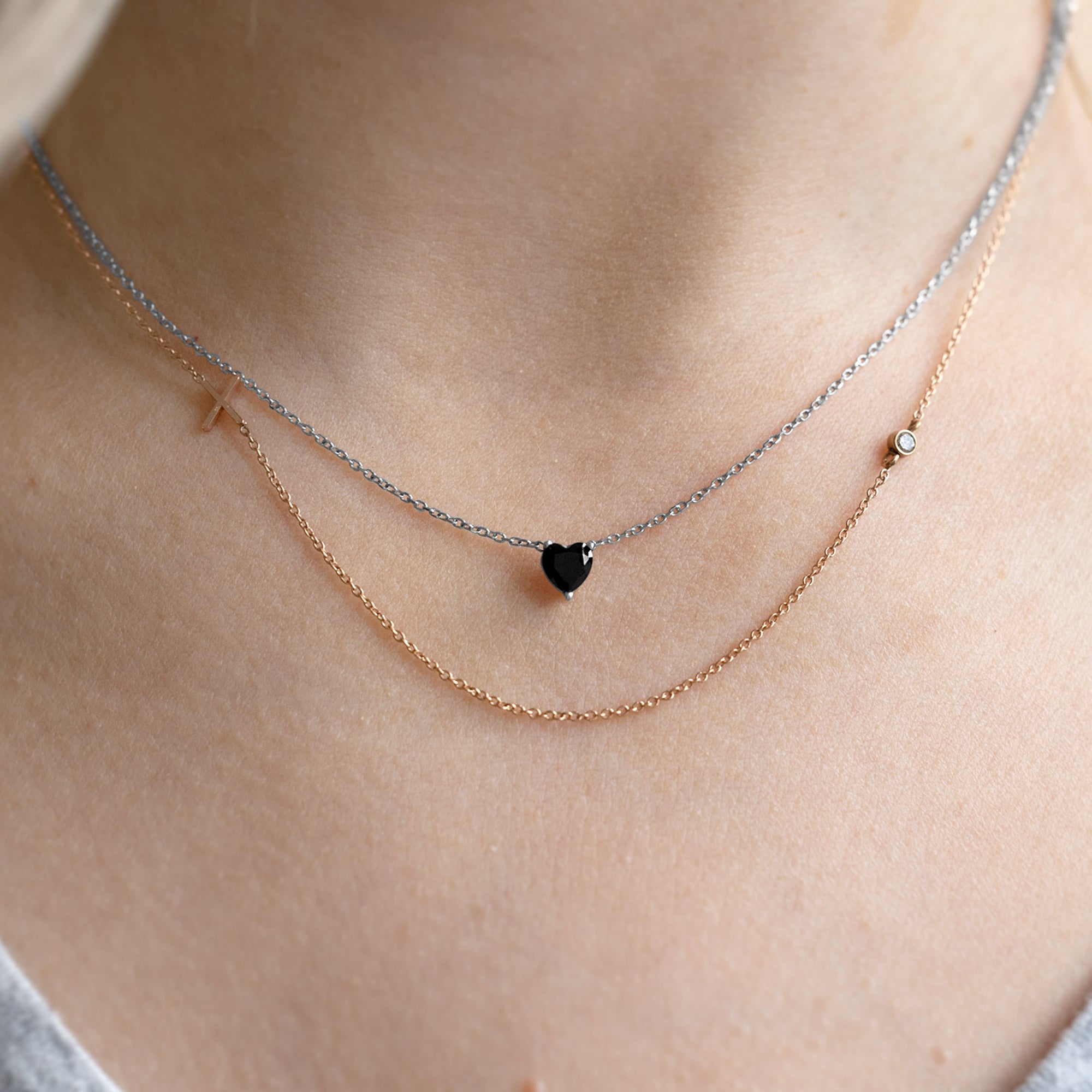 Alexis Russell Necklaces The Black Onyx Gemstone Heart Necklace | White Gold