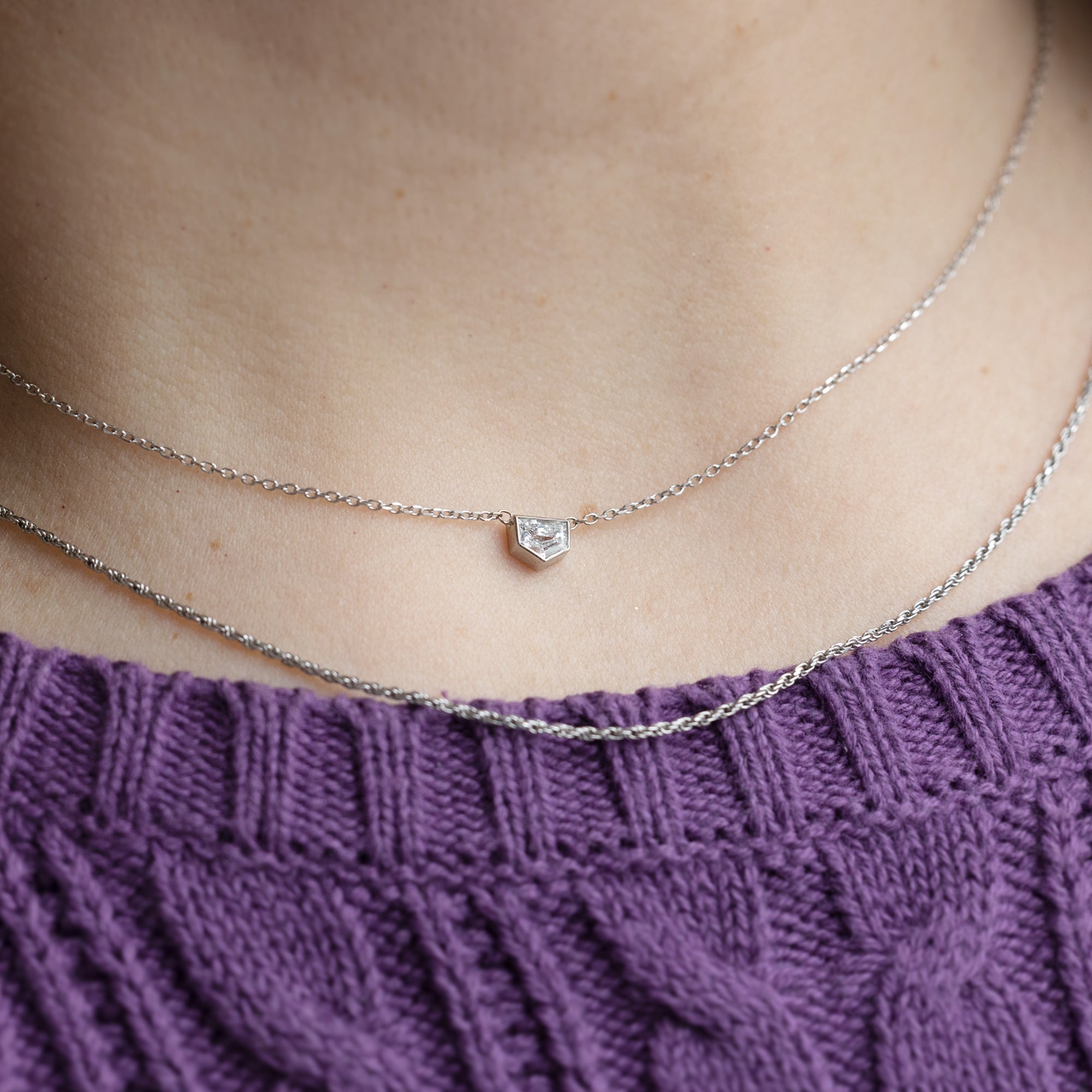 Alexis Russell Necklaces One of a Kind Geometric White Diamond Necklace | White Gold