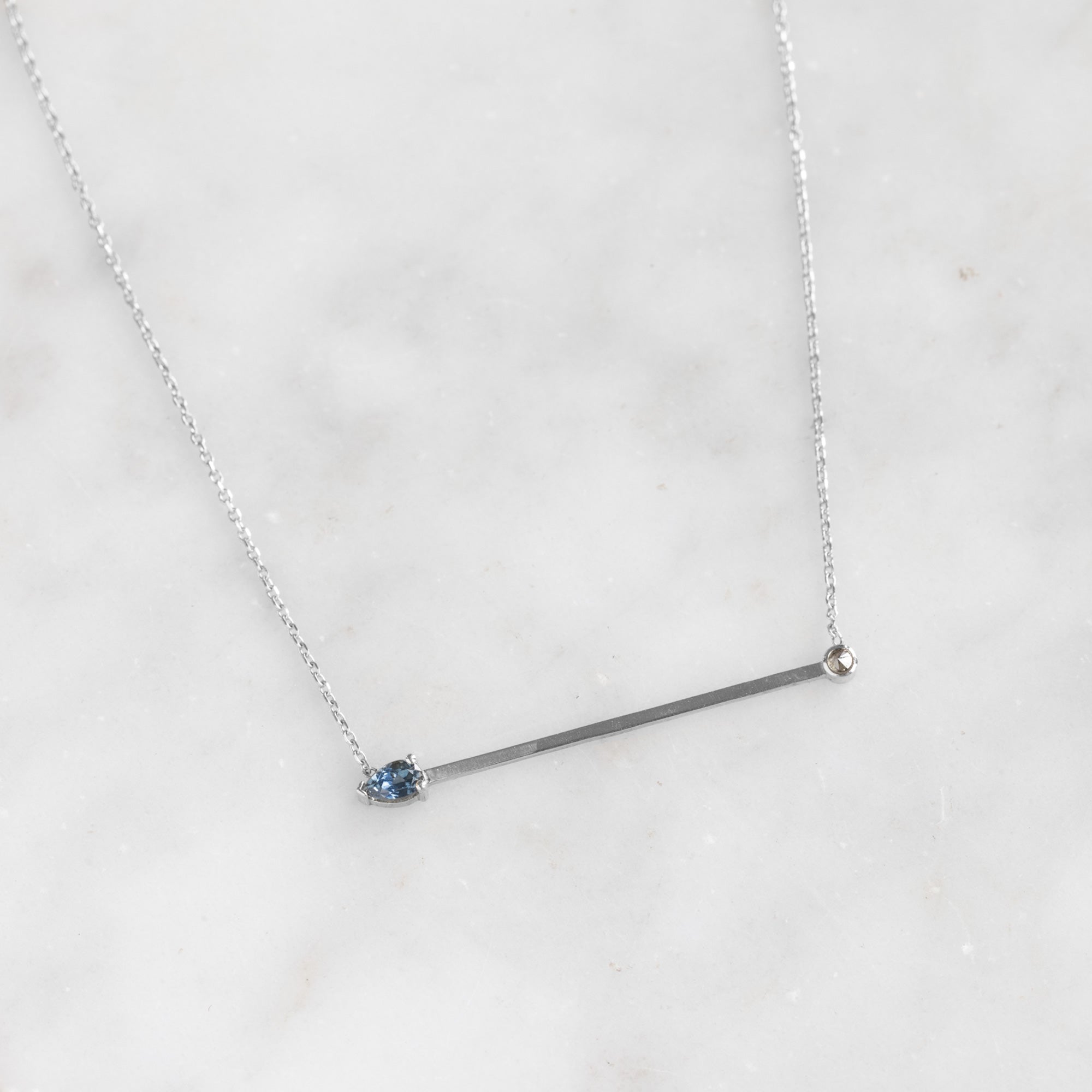 Alexis Russell Necklaces The Montana Sapphire Horizon Necklace | White Gold