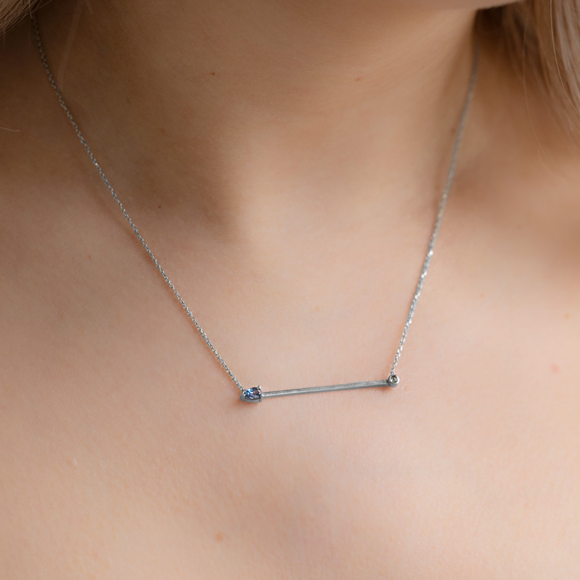 Alexis Russell Necklaces The Montana Sapphire Horizon Necklace | White Gold