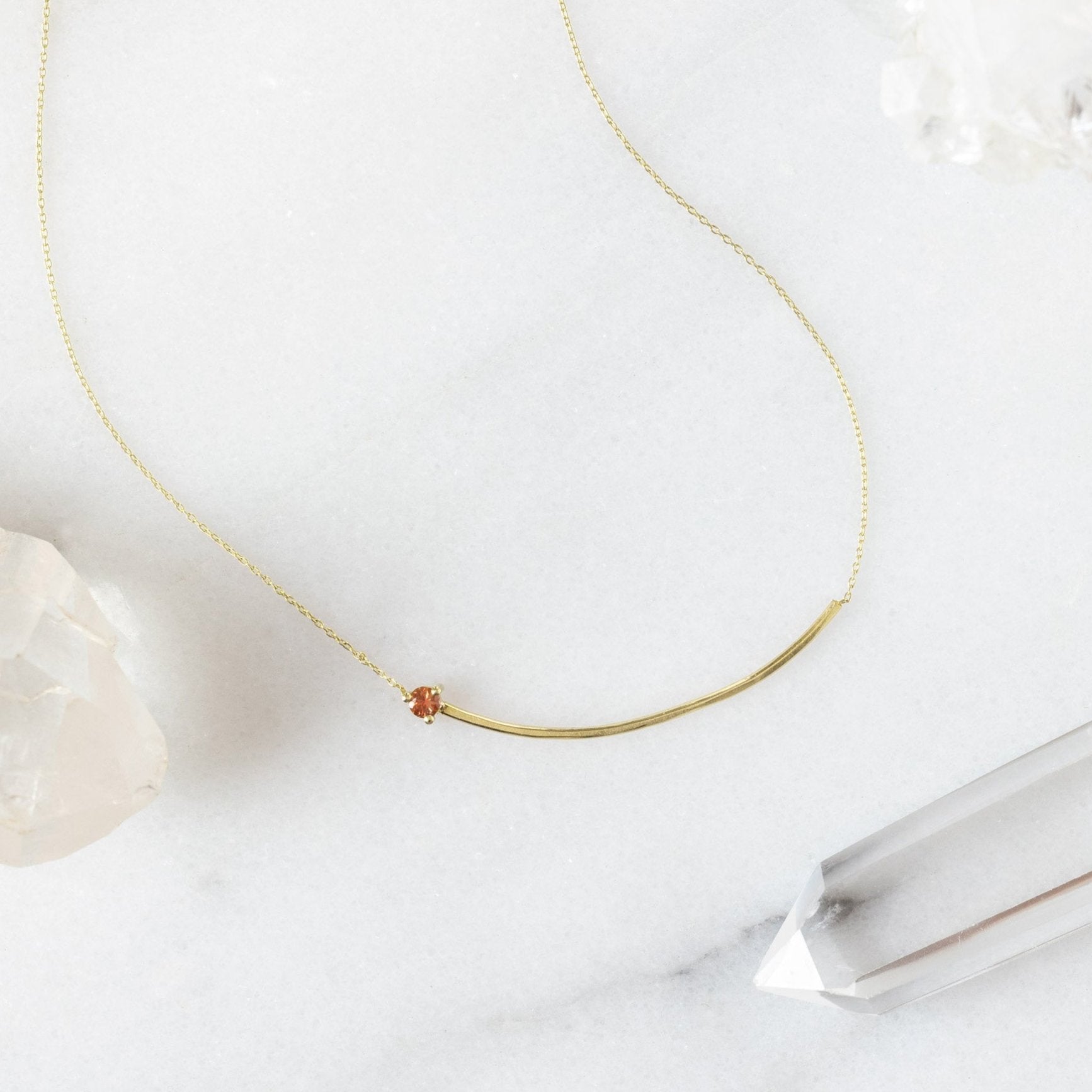 Alexis Russell Necklaces The Sunstone Gemstone Arc Necklace | Yellow Gold