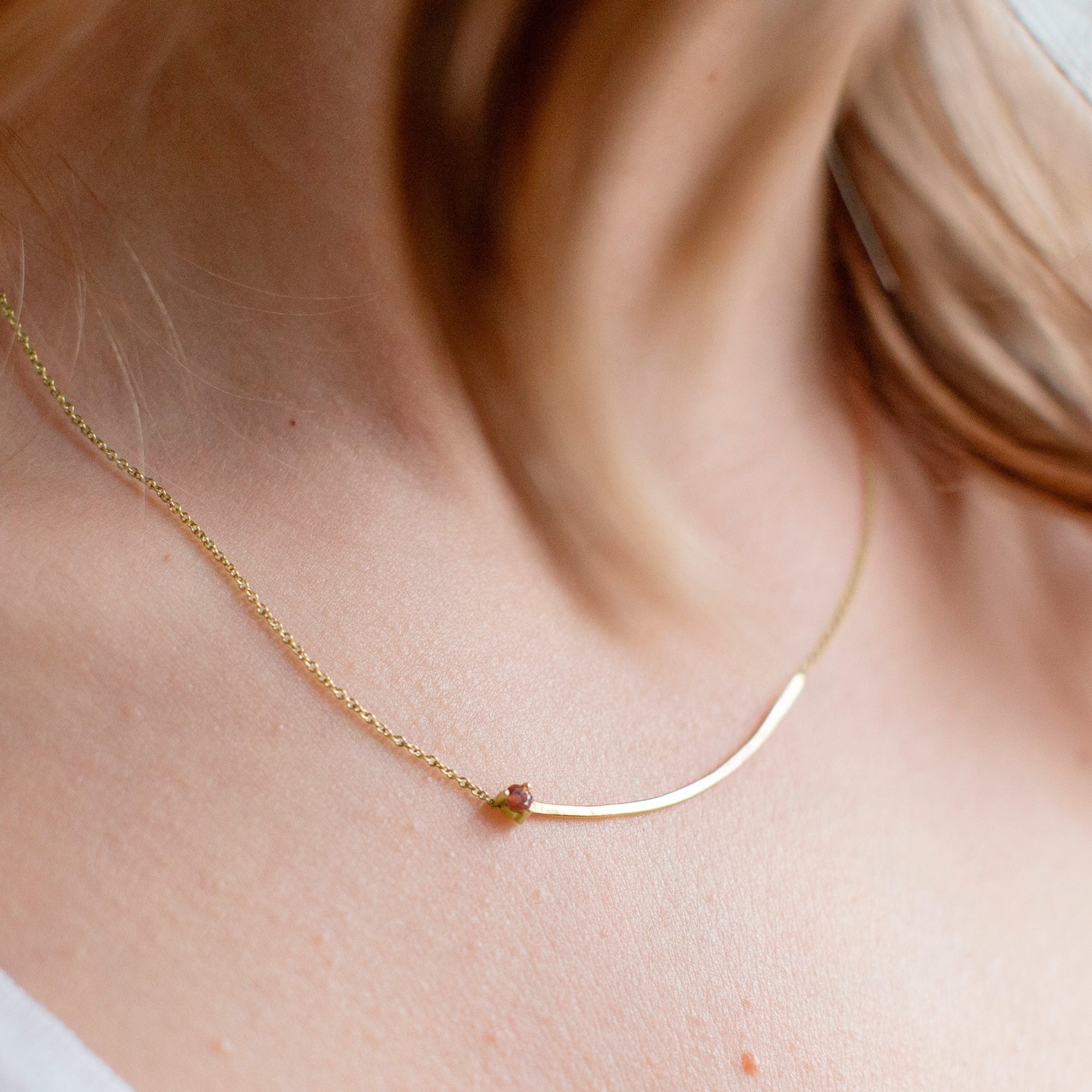 Alexis Russell Necklaces The Sunstone Gemstone Arc Necklace | Yellow Gold