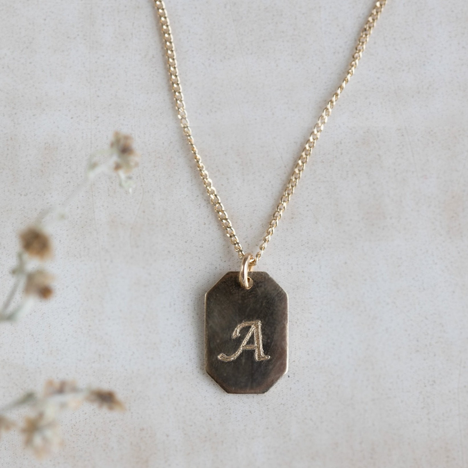 Alexis Russell Necklaces The Personalized Dog Tag Necklace | Yellow Gold or Sterling Silver