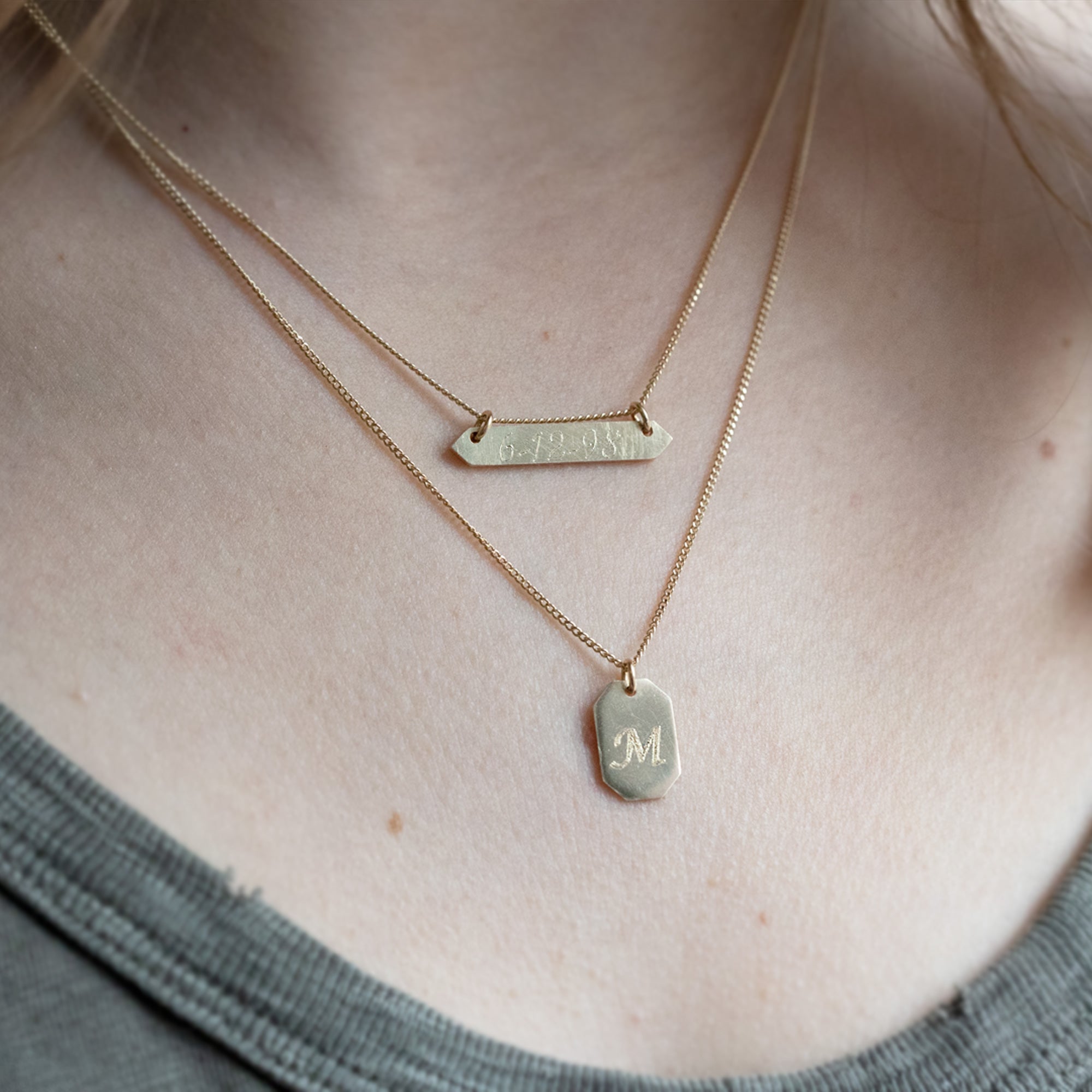 Alexis Russell Necklaces The Personalized Dog Tag Necklace | Yellow Gold or Sterling Silver
