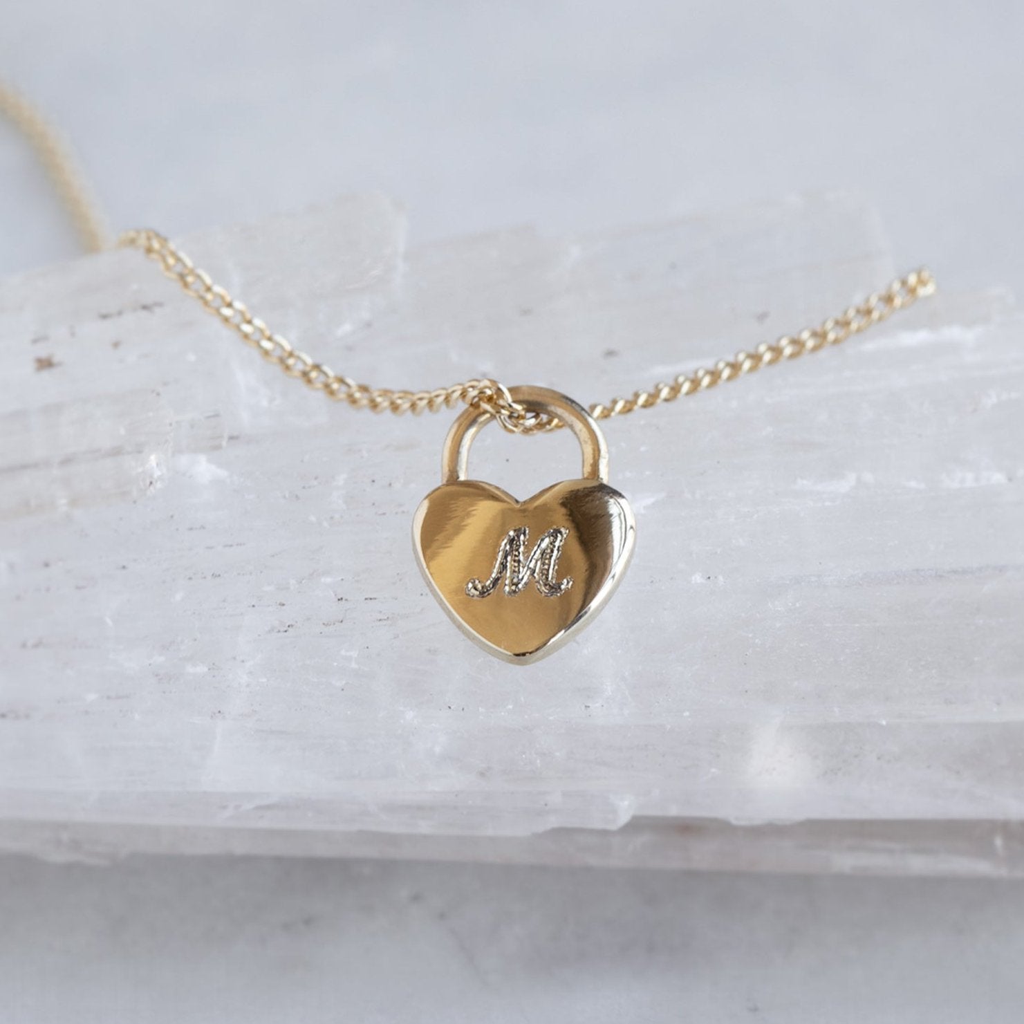 Alexis Russell Necklaces The Personalized Heart Lock Necklace | Yellow Gold or Sterling Silver