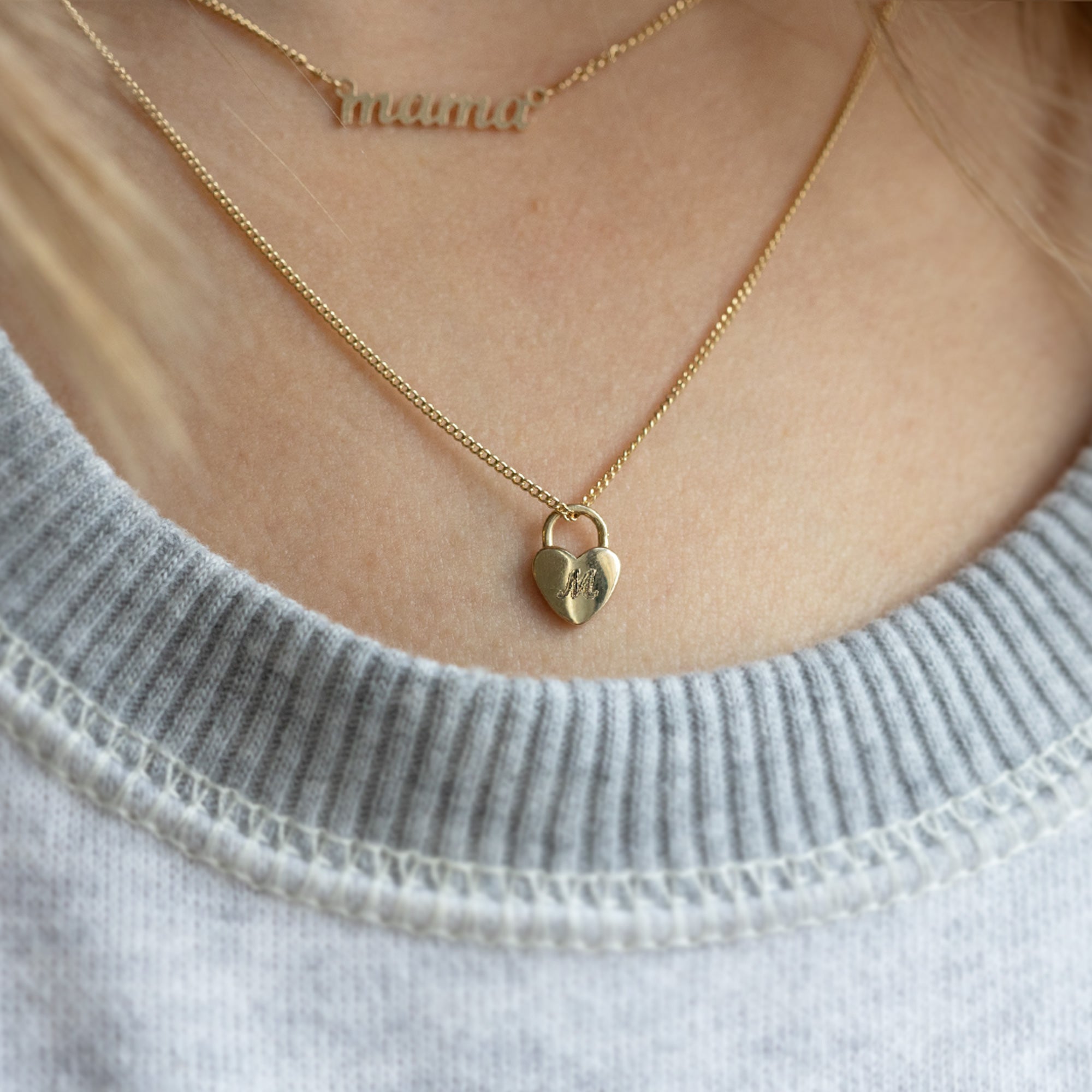 Alexis Russell Necklaces The Personalized Heart Lock Necklace | Yellow Gold or Sterling Silver