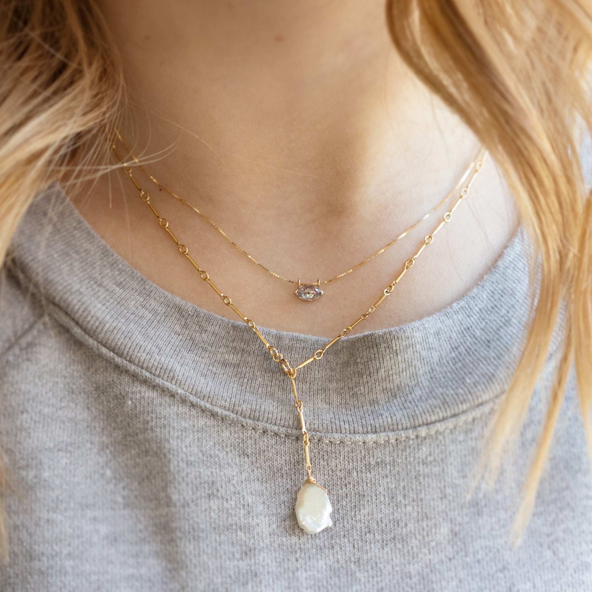 Alexis Russell Necklaces The Salt and Pepper Diamond Eye Necklace | Yellow, Rose or White Gold