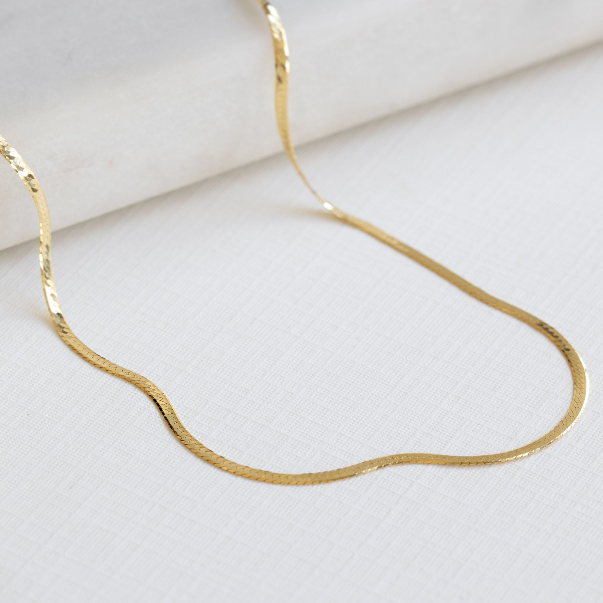 Alexis Russell Necklaces The Herringbone Chain Necklace | Yellow Gold