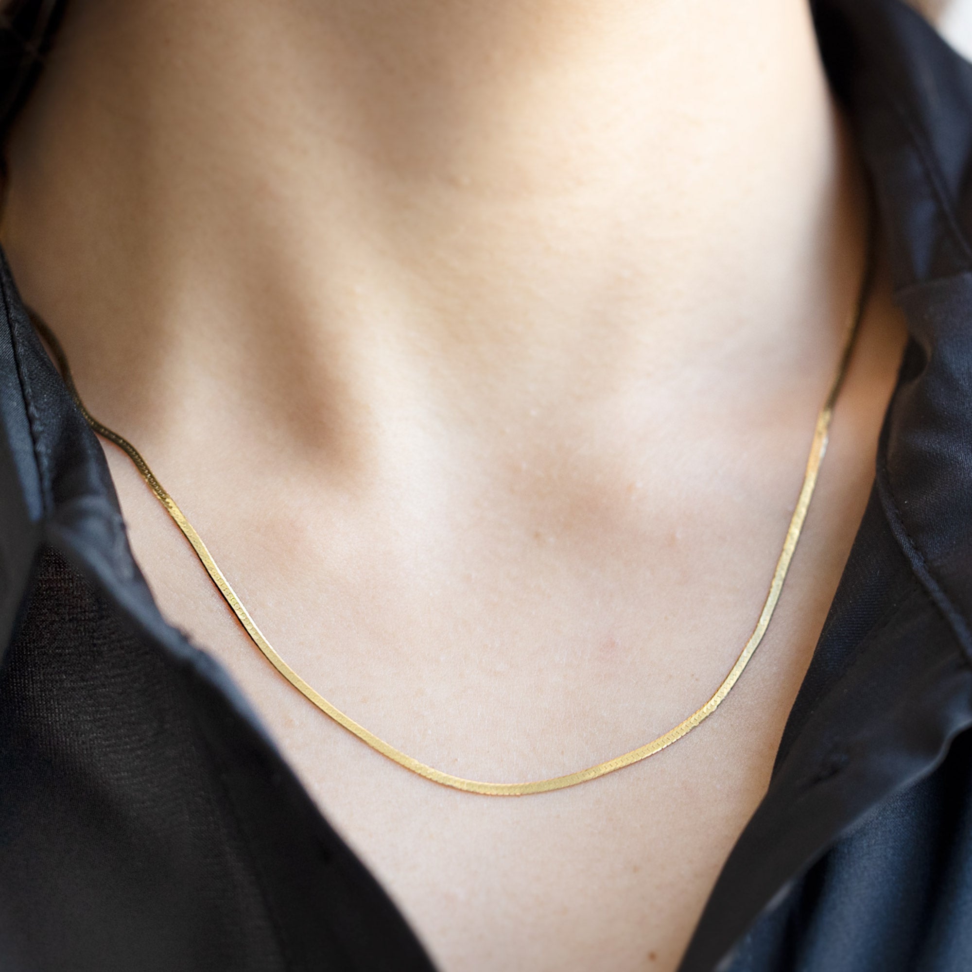 Alexis Russell Necklaces The Herringbone Chain Necklace | Yellow Gold