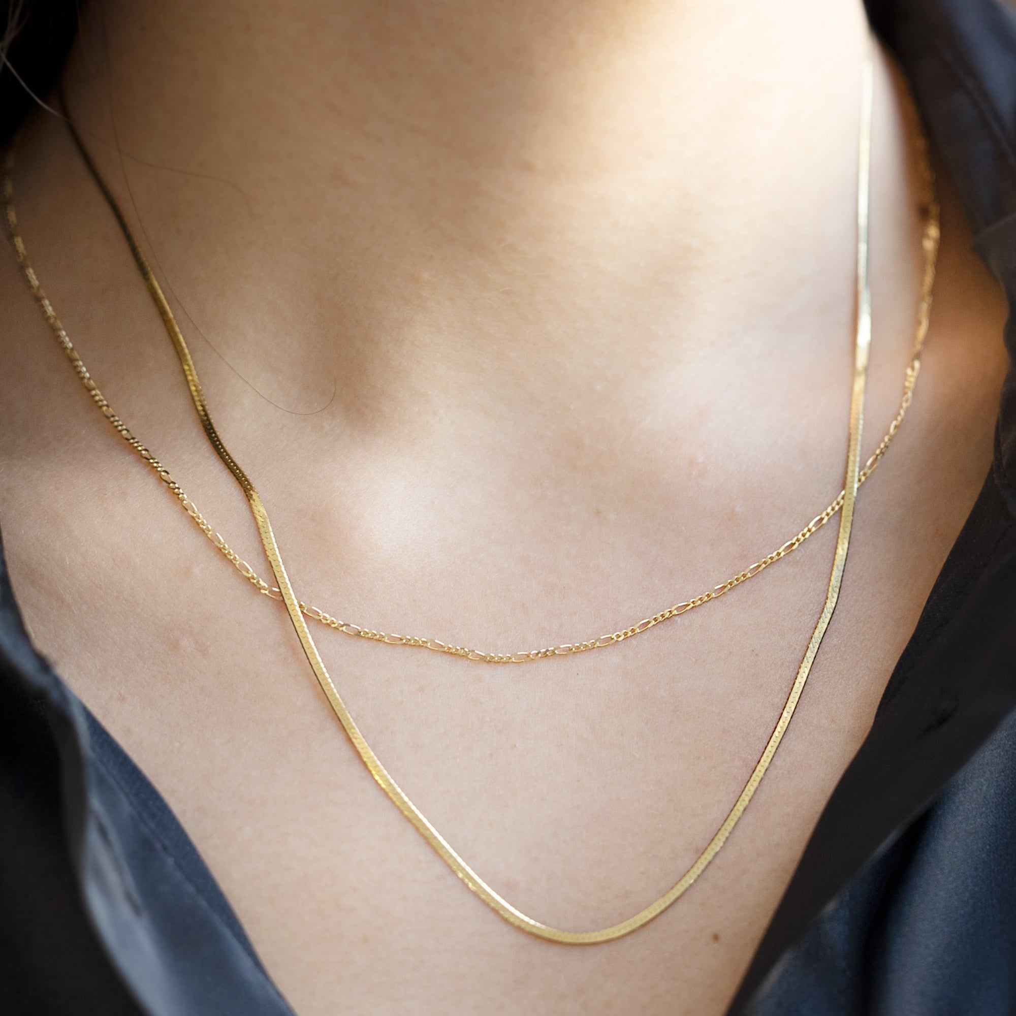 Alexis Russell Necklaces The Herringbone Chain Necklace | Yellow Gold