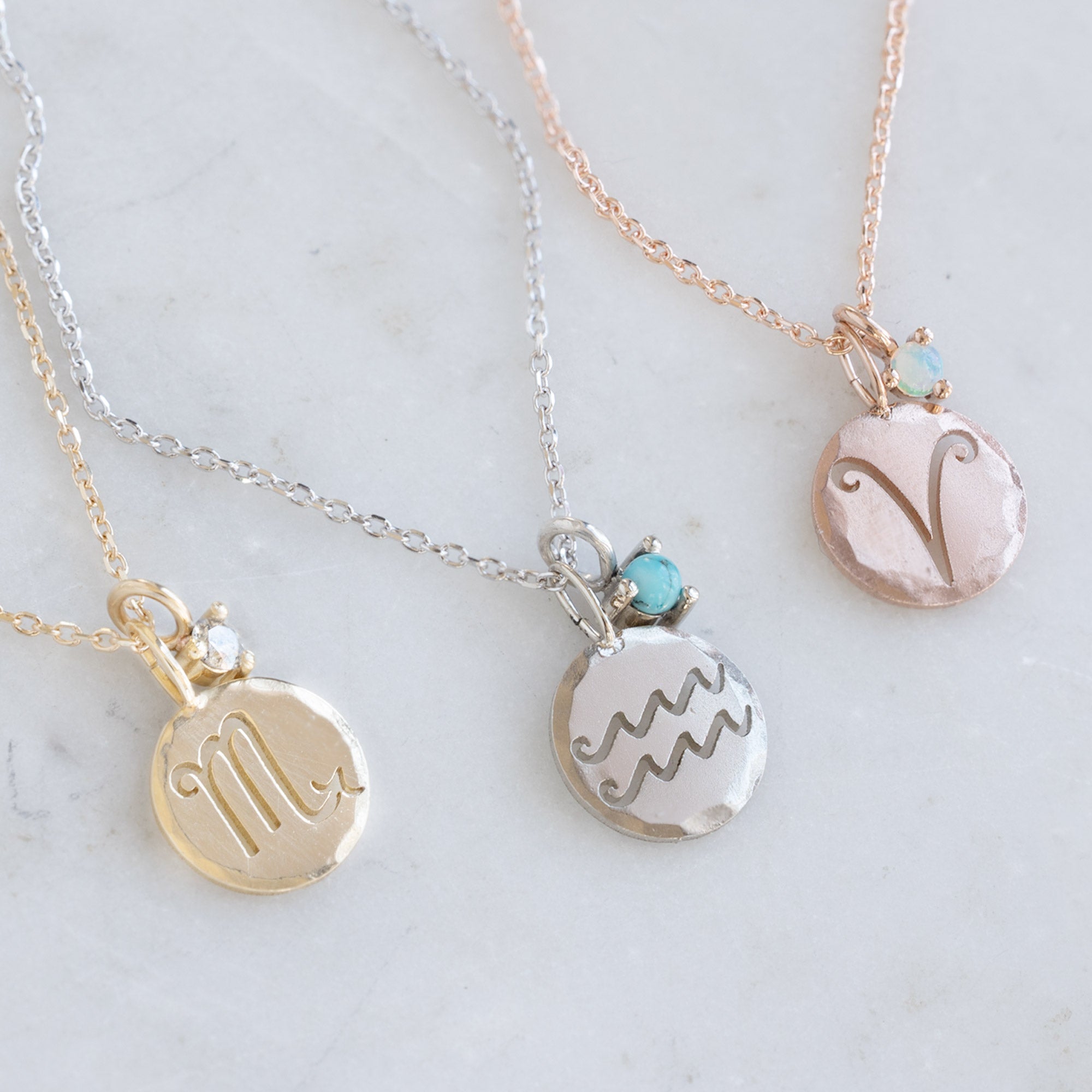 Alexis Russell Necklaces The Zodiac Birthstone Charm Necklace | Yellow, Rose or White Gold