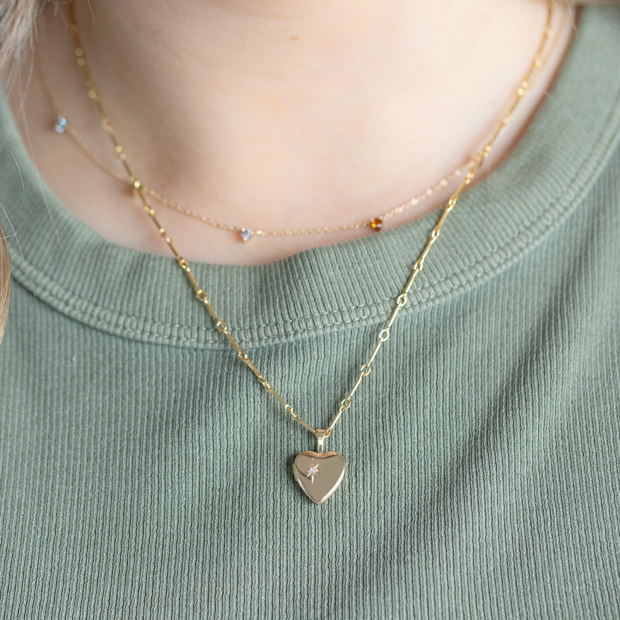 Alexis Russell Necklaces The Sweetheart Diamond Locket Necklace | Yellow Gold