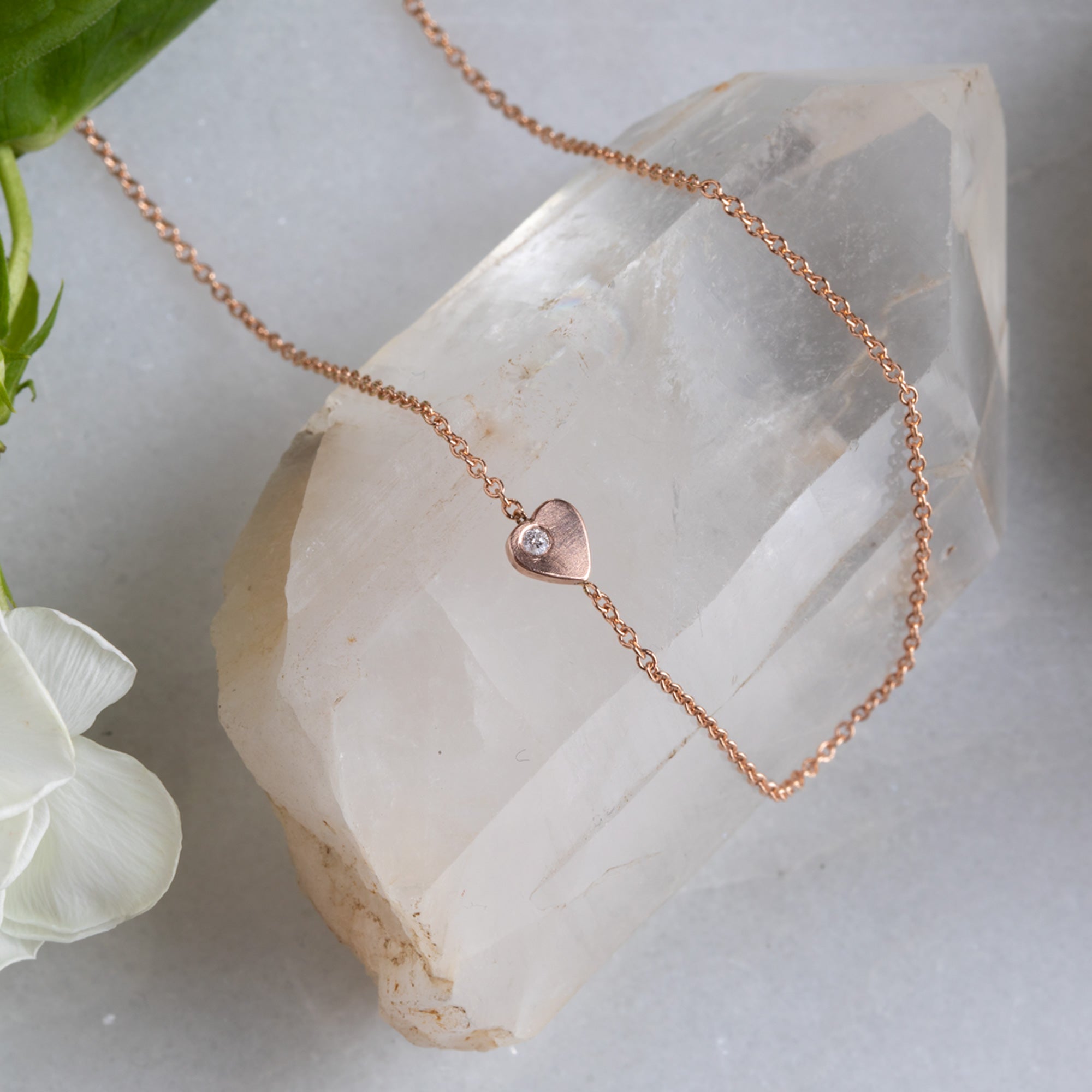 Alexis Russell Necklaces The Sweetheart White Diamond Necklace | Yellow, Rose or Sterling Silver