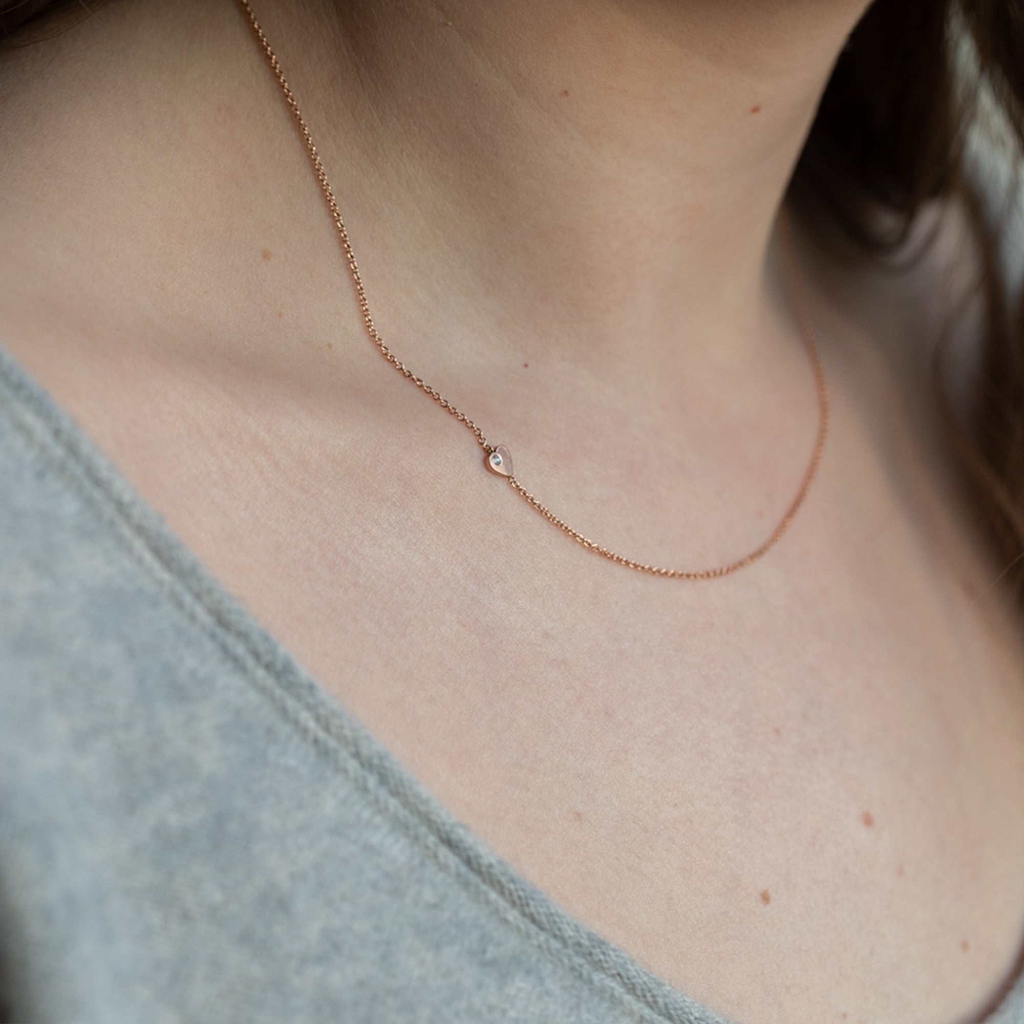 Alexis Russell Necklaces The Sweetheart White Diamond Necklace | Yellow, Rose or Sterling Silver