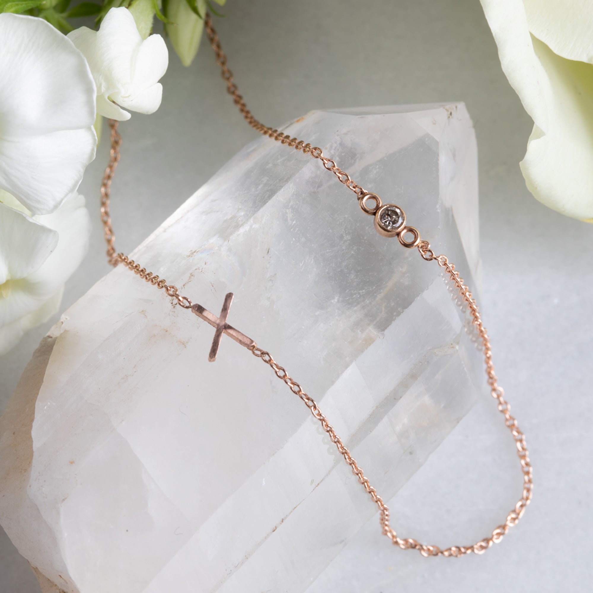 Alexis Russell Necklaces The XO' Salt and Pepper Diamond Necklace | Yellow, Rose or Sterling Silver