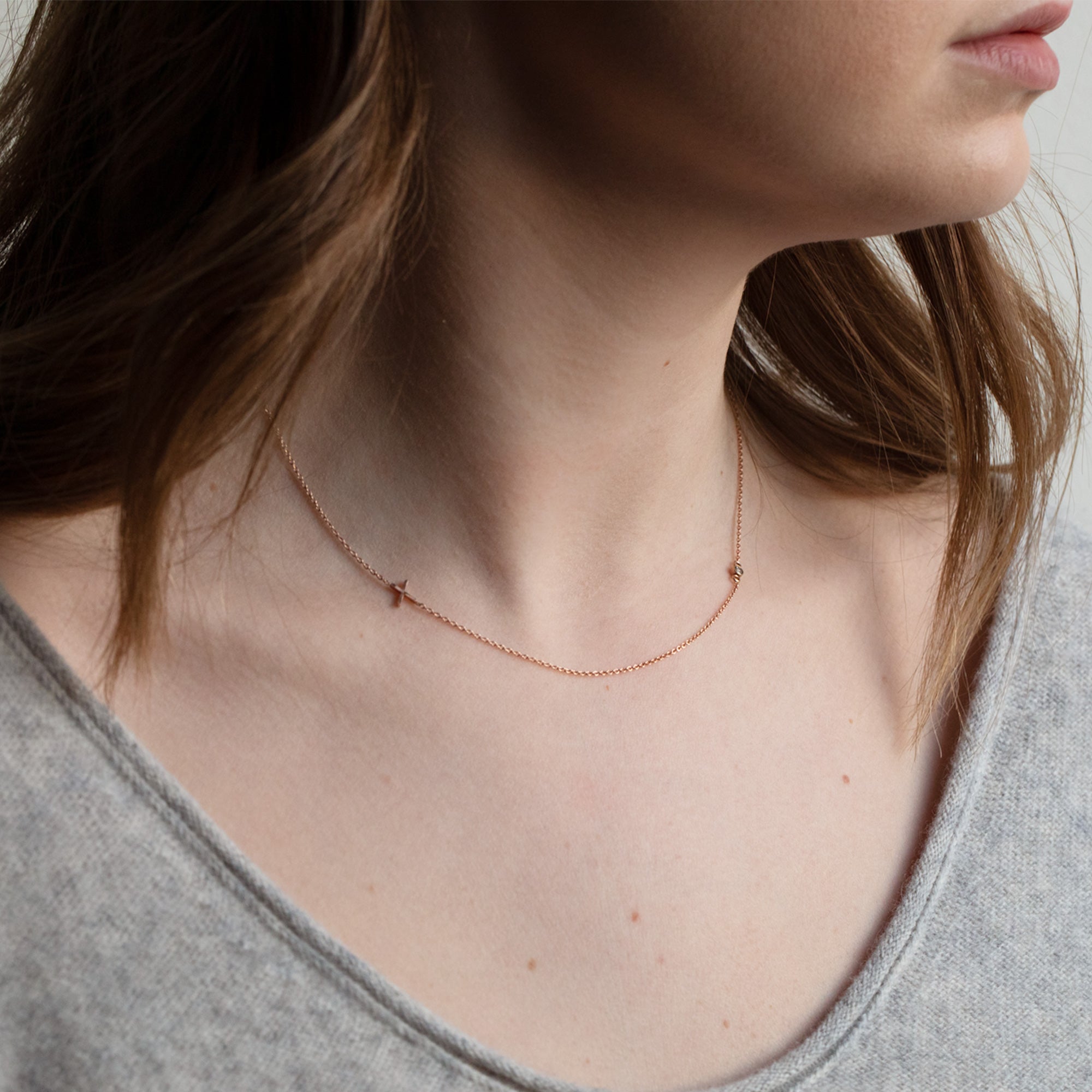 Alexis Russell Necklaces The XO' Salt and Pepper Diamond Necklace | Yellow, Rose or Sterling Silver