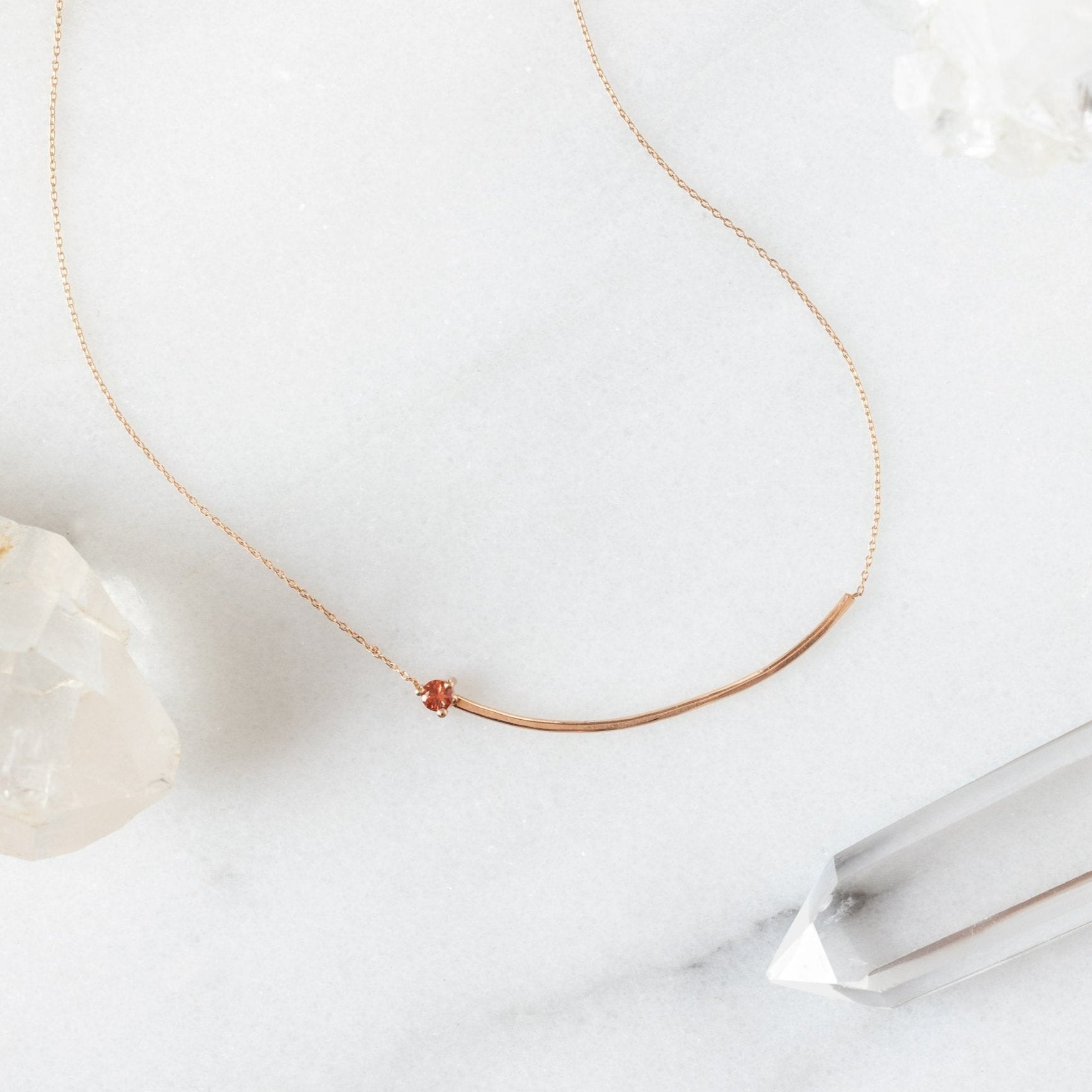 Alexis Russell Necklaces The Sunstone Gemstone Arc Necklace | Yellow, Rose or White Gold