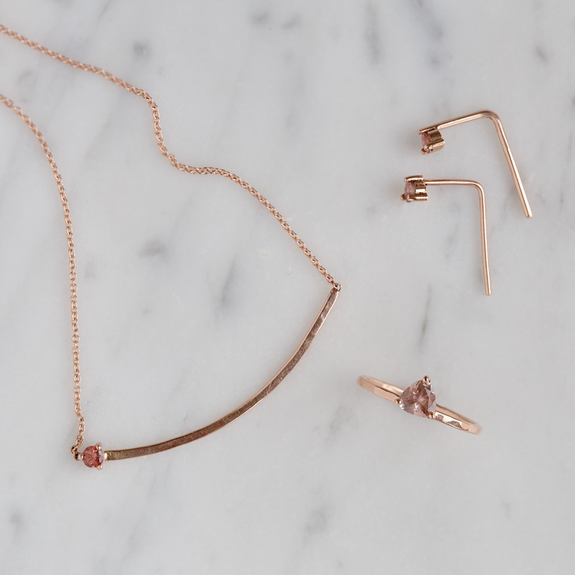 Alexis Russell Necklaces The Sunstone Gemstone Arc Necklace | Yellow, Rose or White Gold