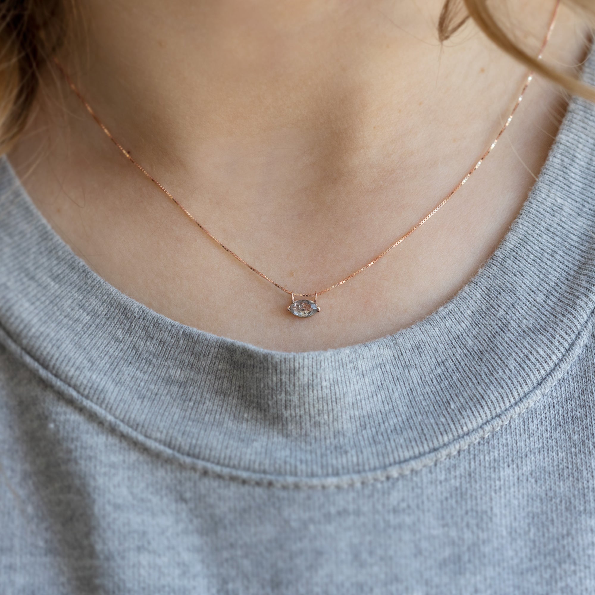 Alexis Russell Necklaces The Salt and Pepper Diamond Eye Necklace | Yellow, Rose or White Gold