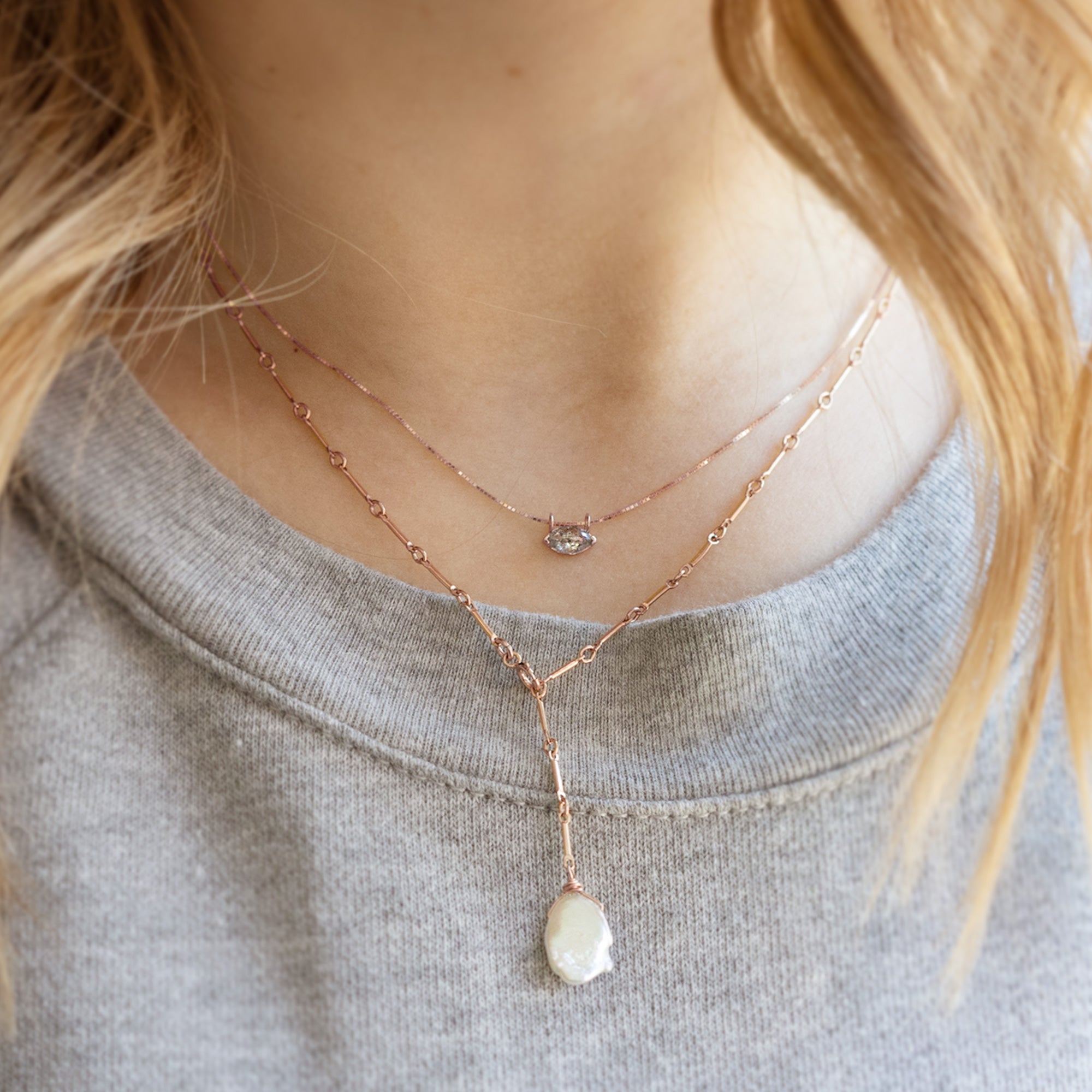 Alexis Russell Necklaces The Salt and Pepper Diamond Eye Necklace | Yellow, Rose or White Gold