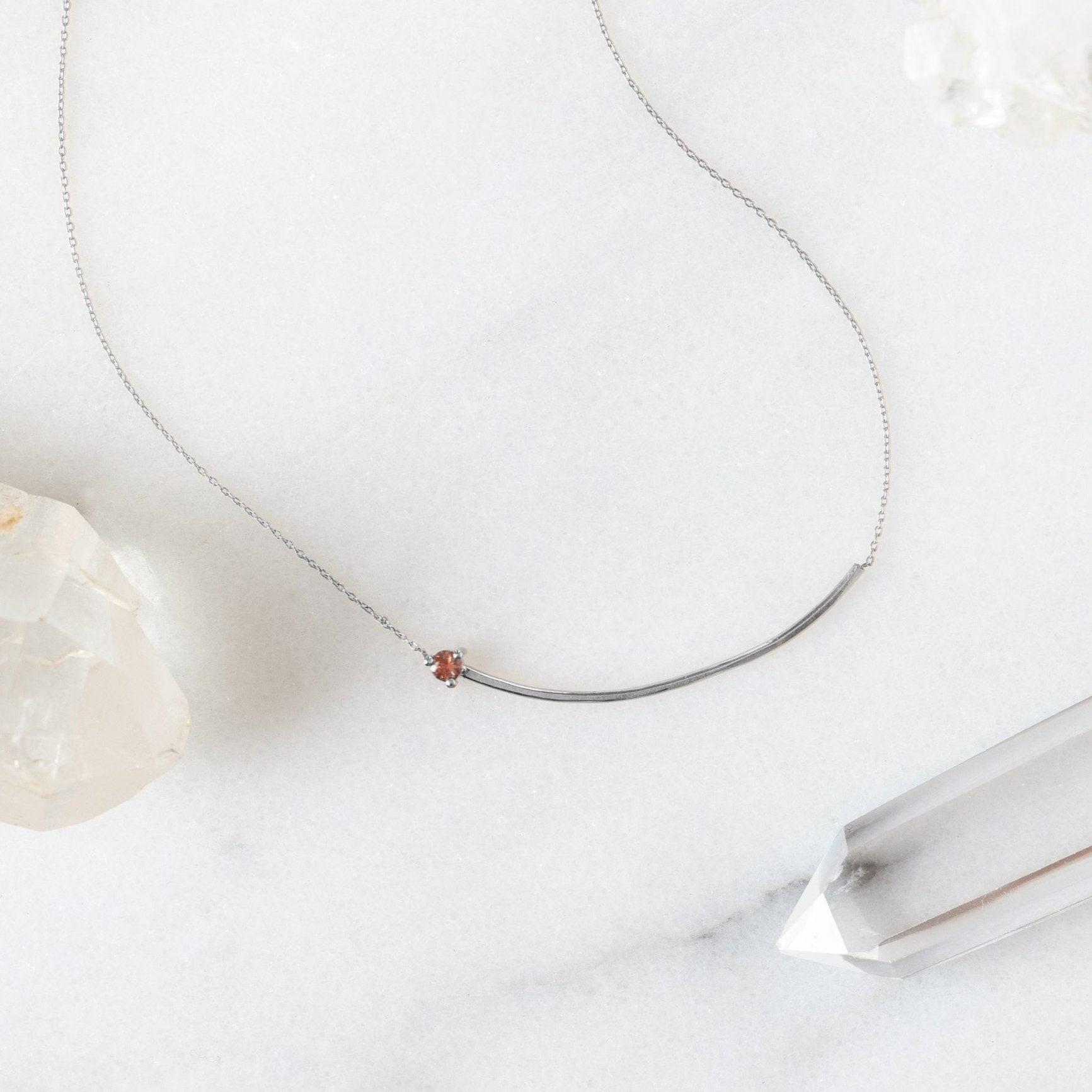 Alexis Russell Necklaces The Sunstone Gemstone Arc Necklace | Yellow, Rose or White Gold