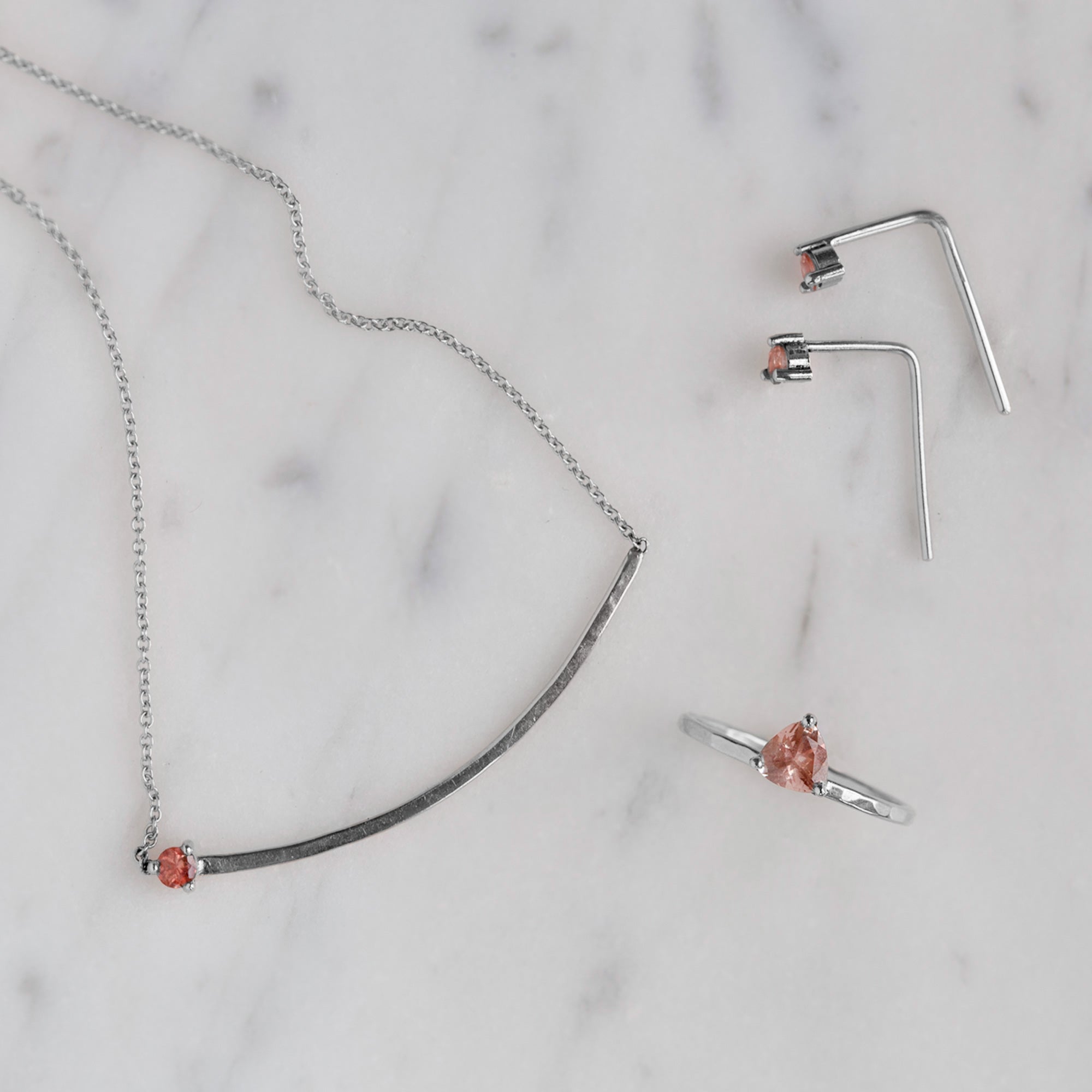 Alexis Russell Necklaces The Sunstone Gemstone Arc Necklace | Yellow, Rose or White Gold