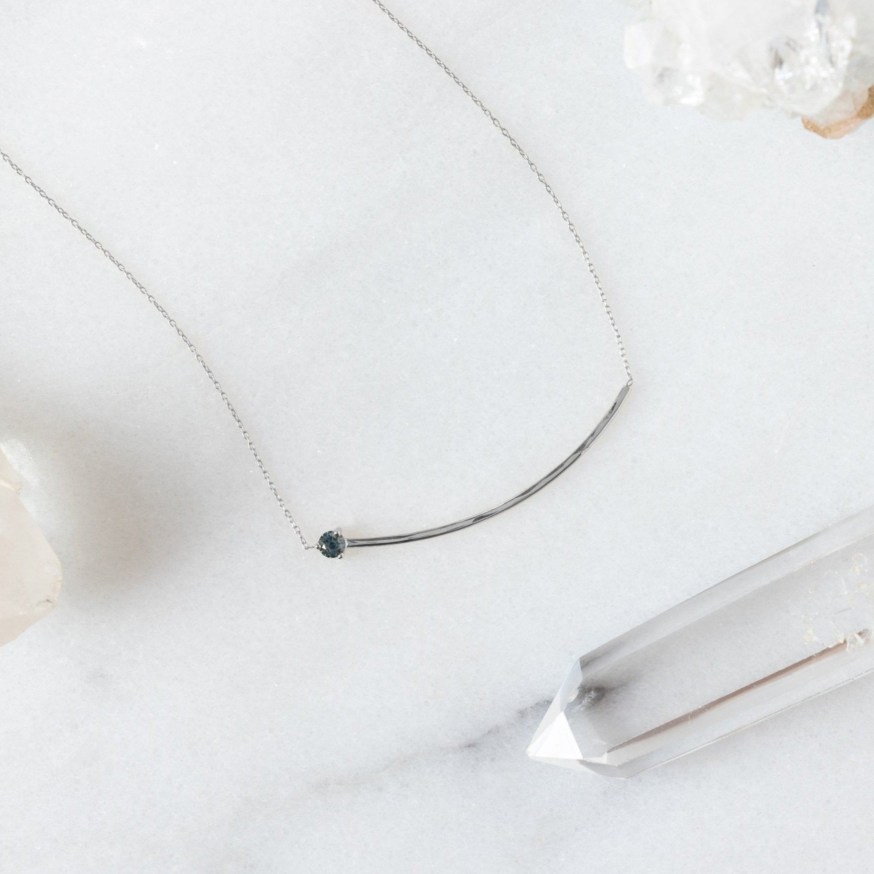 Alexis Russell Necklaces The Blue Montana Sapphire Gemstone Arc Necklace | Yellow, Rose or White Gold