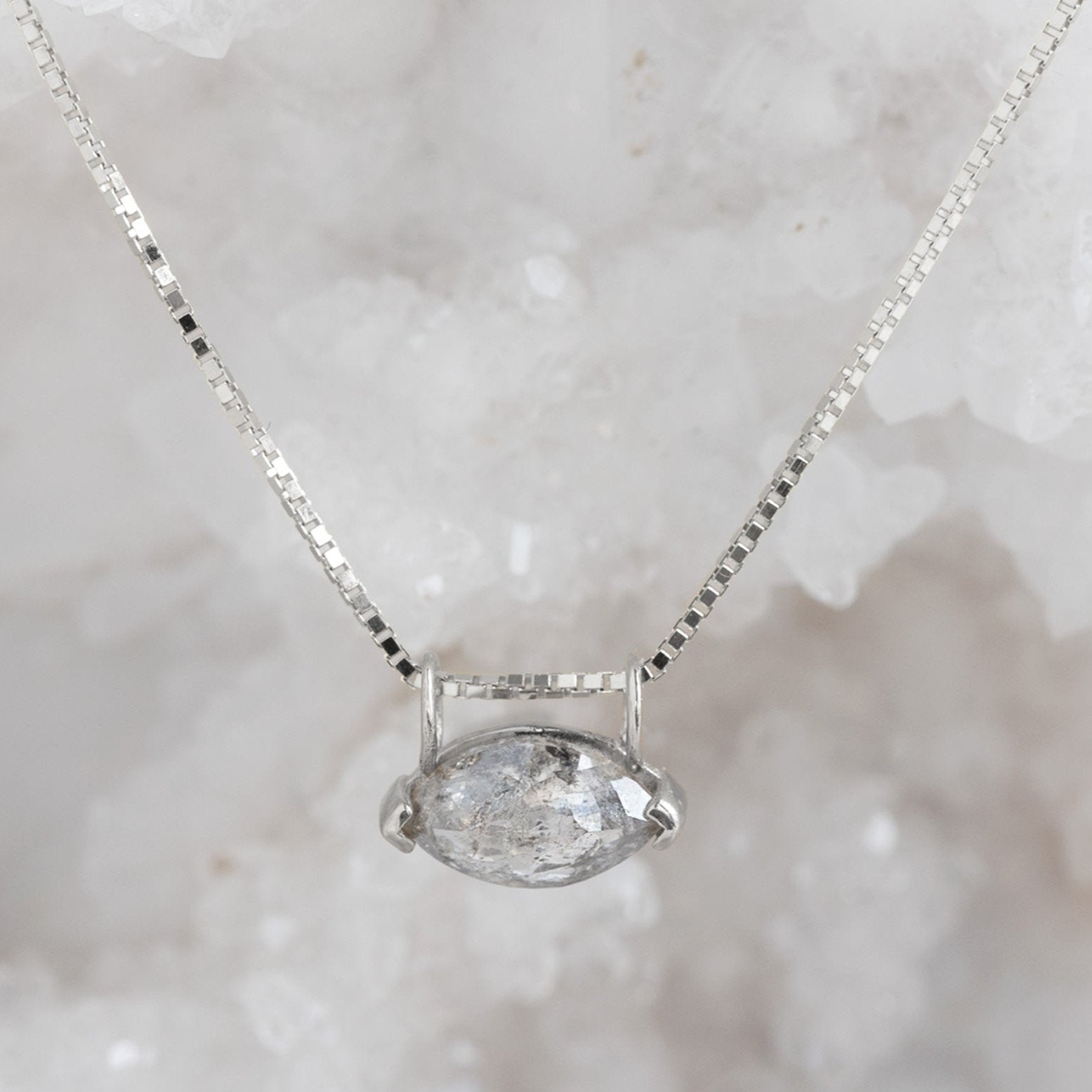 Alexis Russell Necklaces The Salt and Pepper Diamond Eye Necklace | White Gold