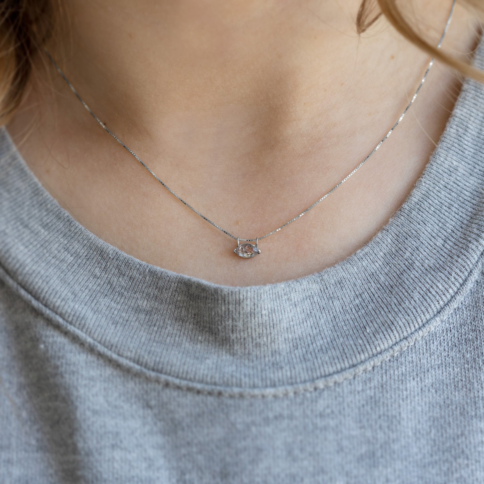 Alexis Russell Necklaces The Salt and Pepper Diamond Eye Necklace | White Gold