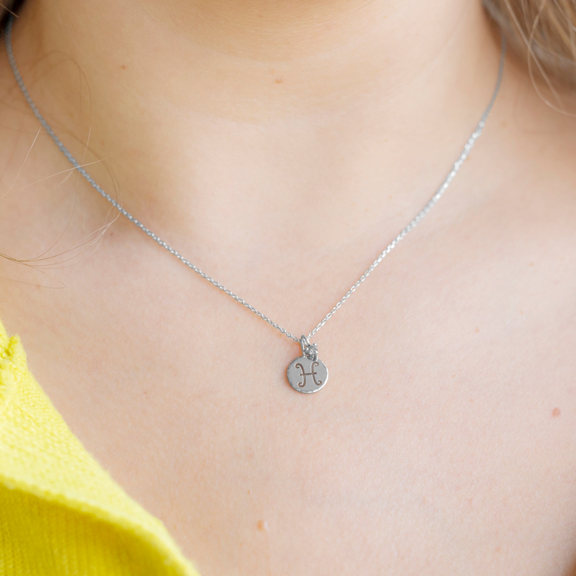 Alexis Russell Necklaces The Custom Zodiac Birthstone Charm Necklace | White Gold