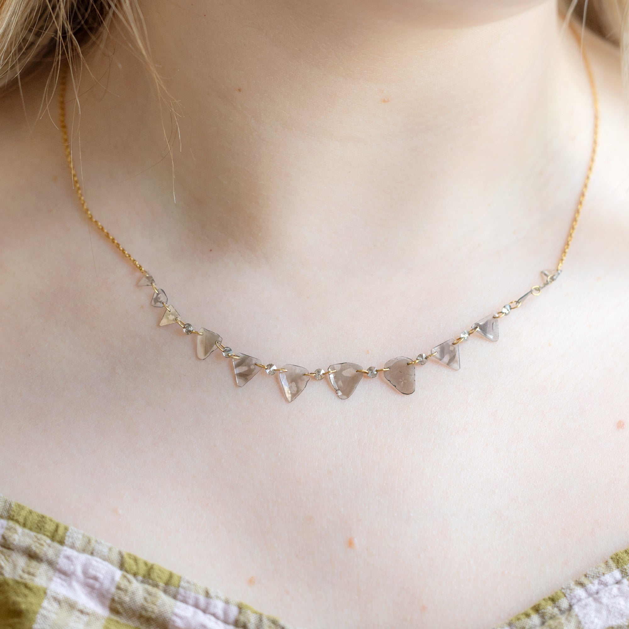 Alexis Russell Necklaces 1.6ct Salt and Pepper Diamond Slice Pennant Necklace | Yellow Gold