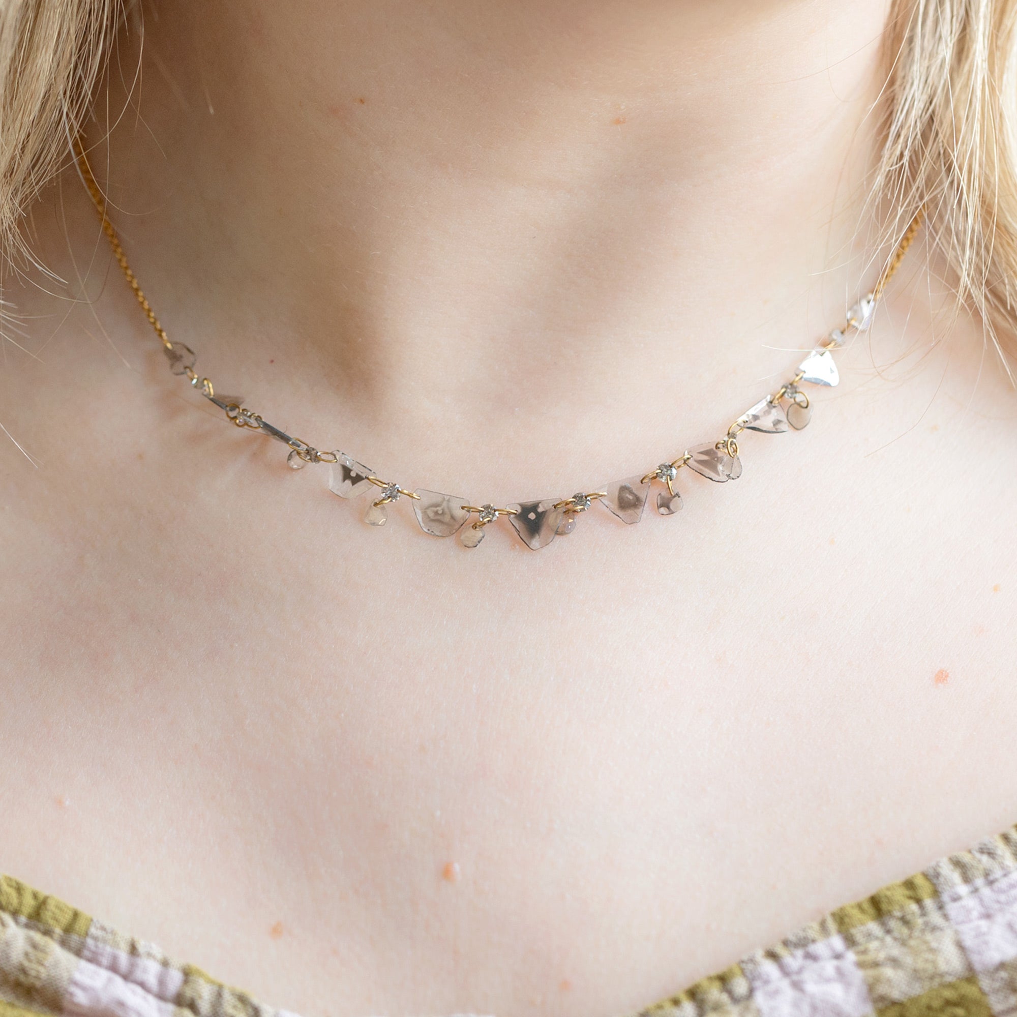 Alexis Russell Necklaces 2.1ct Salt and Pepper Diamond Slice Pennant Necklace | Yellow Gold