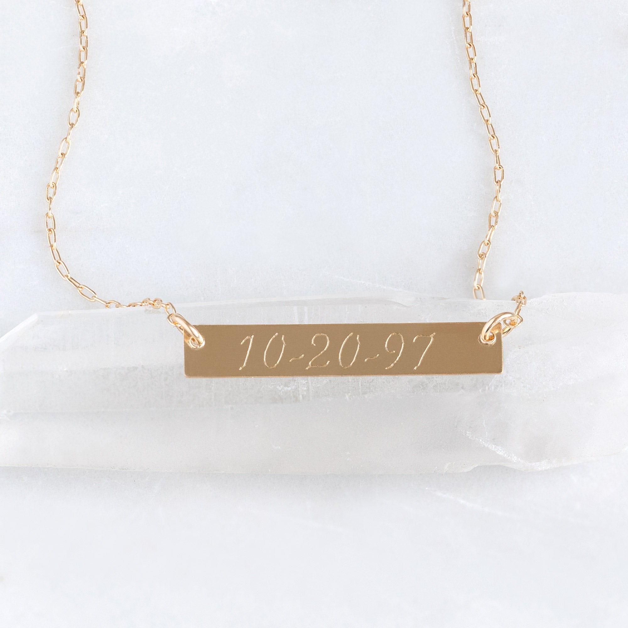 Alexis Russell Necklaces The Save the Date / Nameplate Necklace | Yellow, Rose or Sterling Silver