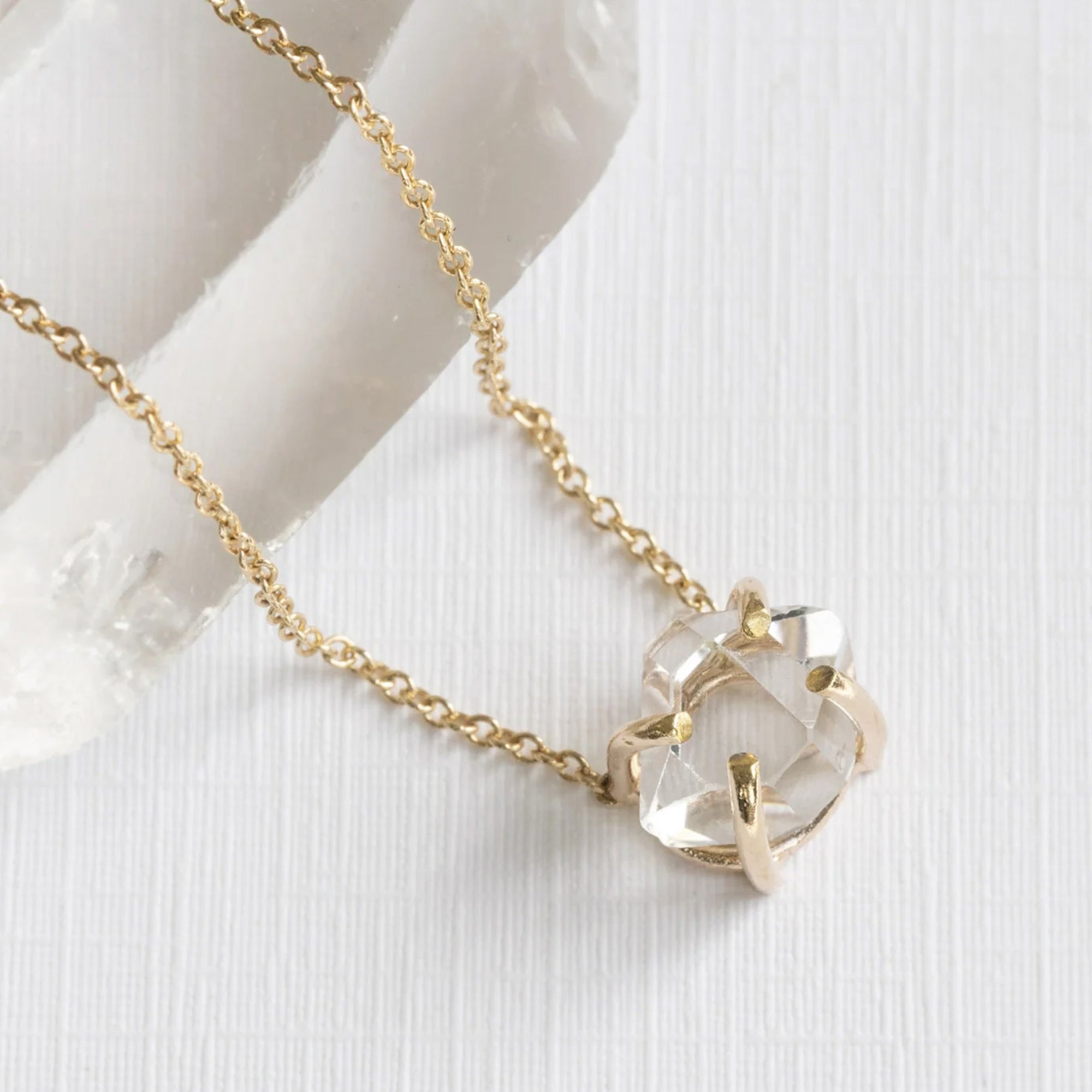 Alexis Russell Necklaces The Herkimer Diamond Necklace | Yellow Gold Filled