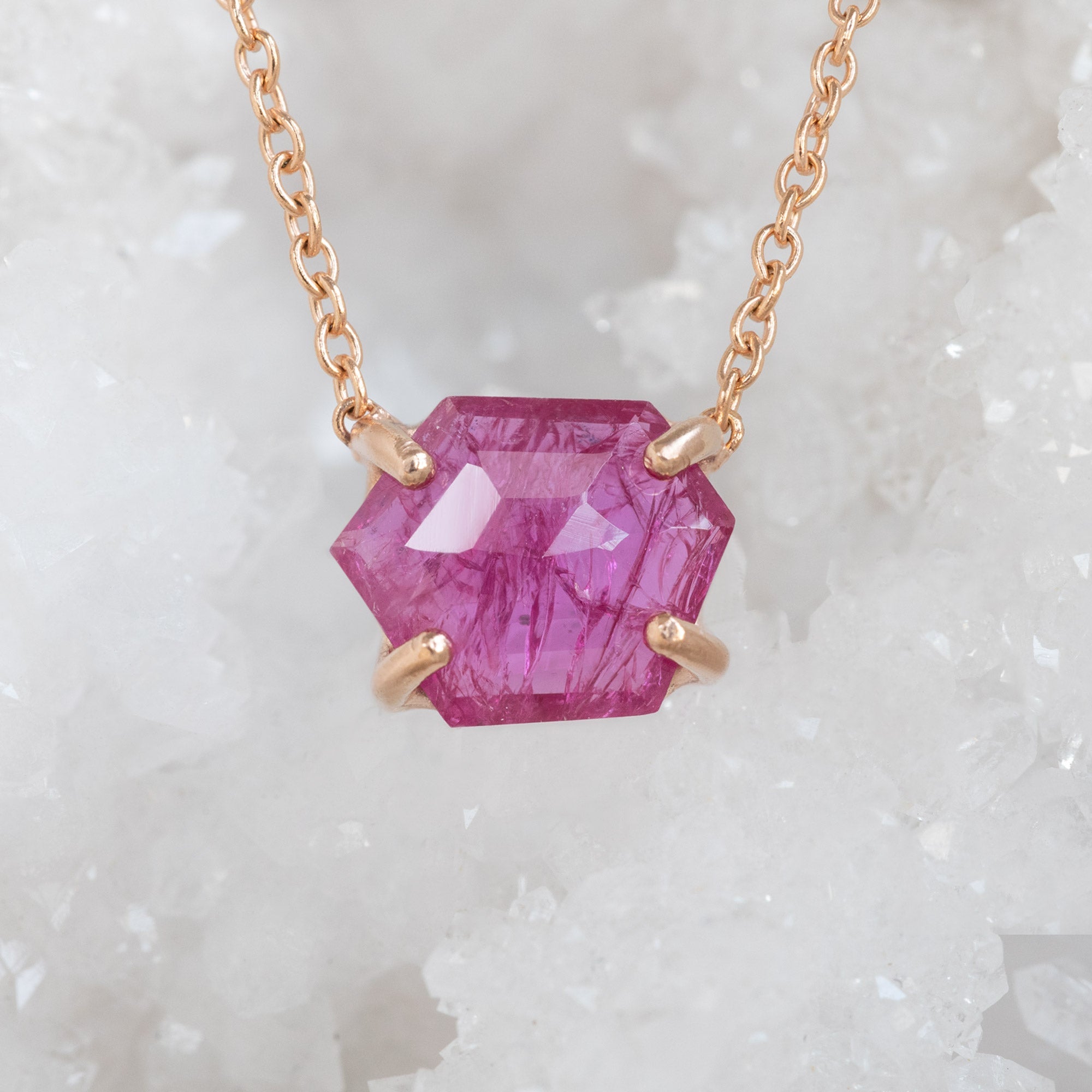 Alexis Russell Necklaces The Geometric Ruby Necklace | Yellow, Rose or Sterling Silver