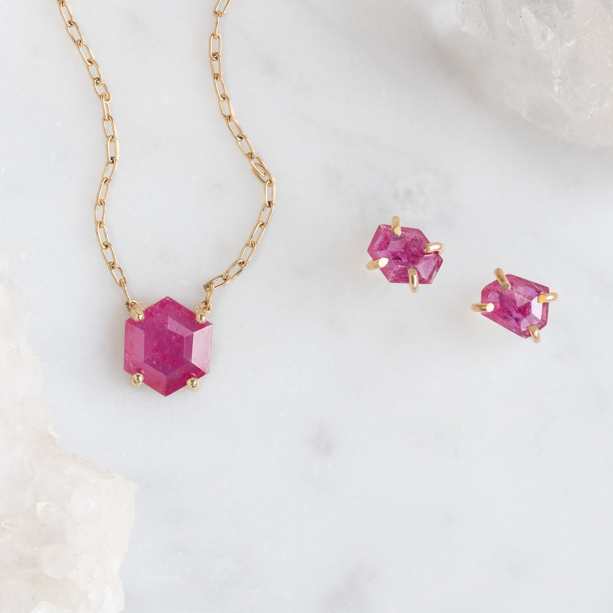 Alexis Russell Necklaces The Geometric Ruby Necklace | Yellow, Rose or Sterling Silver