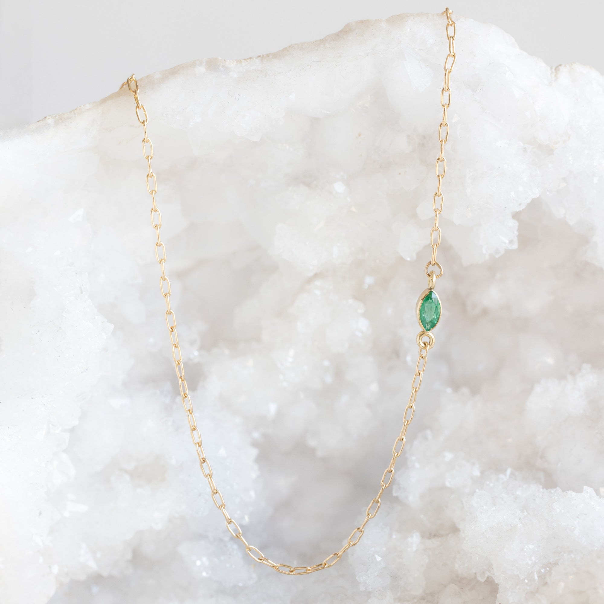 Alexis Russell Necklaces The Teensy Emerald Necklace | Yellow or Rose Gold