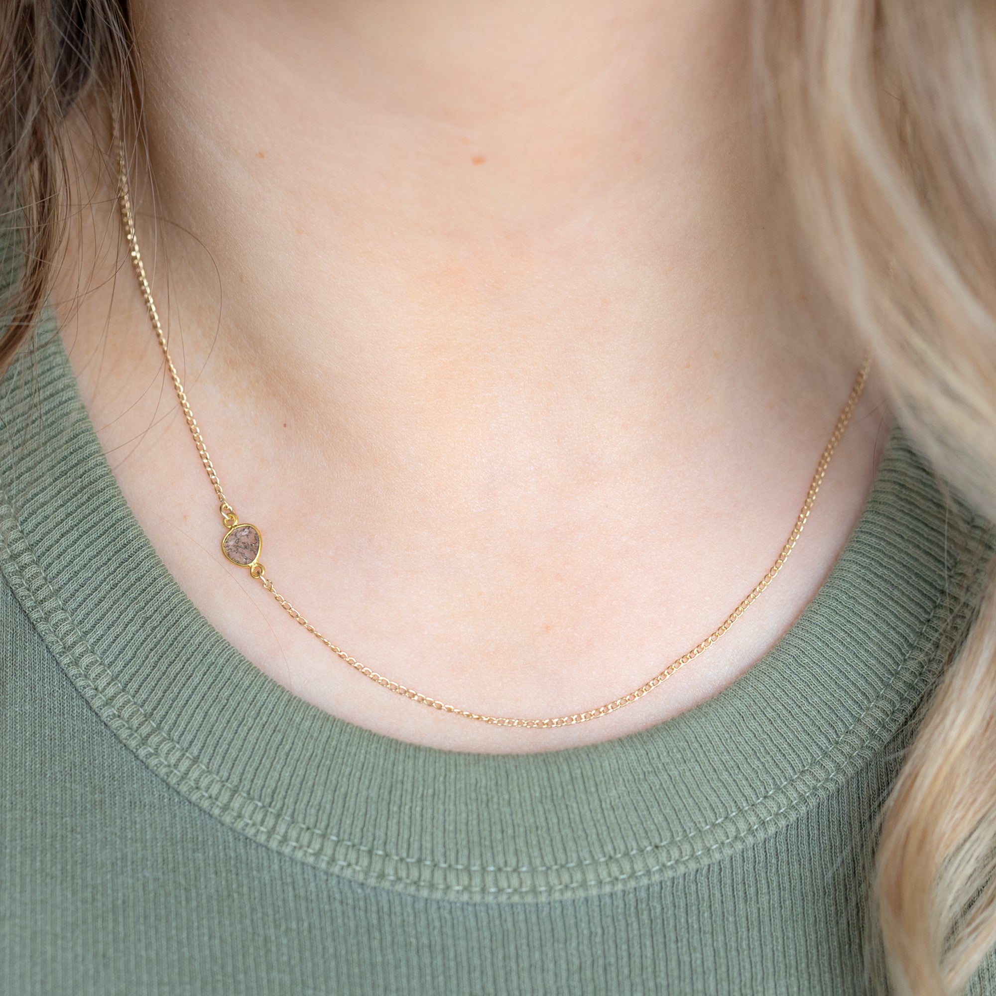 Alexis Russell Necklaces The Asymmetrical Salt and Pepper Diamond Slice Necklace | Yellow Gold