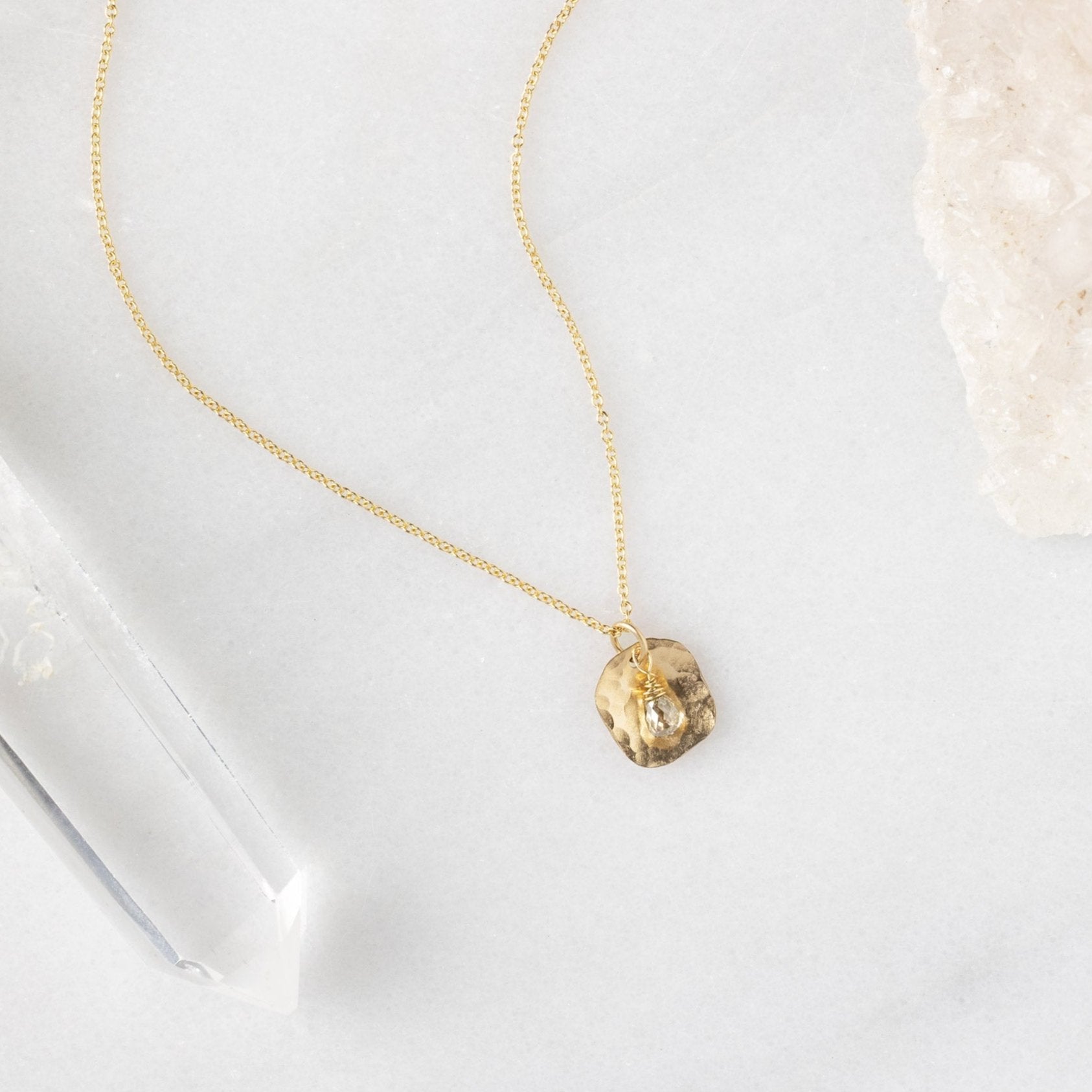 Alexis Russell Necklaces The Champagne Diamond Petal Necklace | Yellow, Rose or Sterling Silver